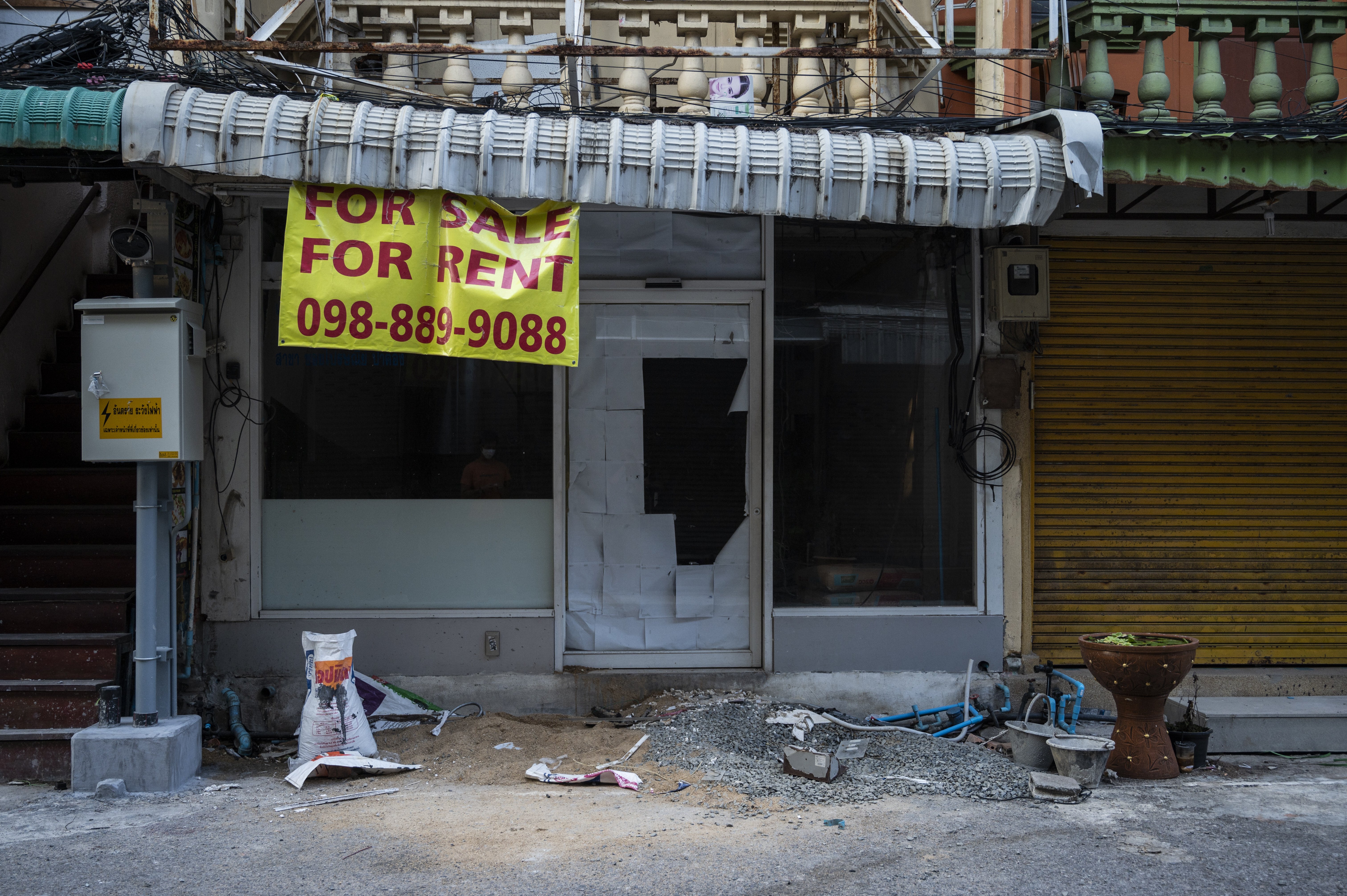 A shuttered shop available for rent in Phuket, Thailand, in January. Photo: Getty Images