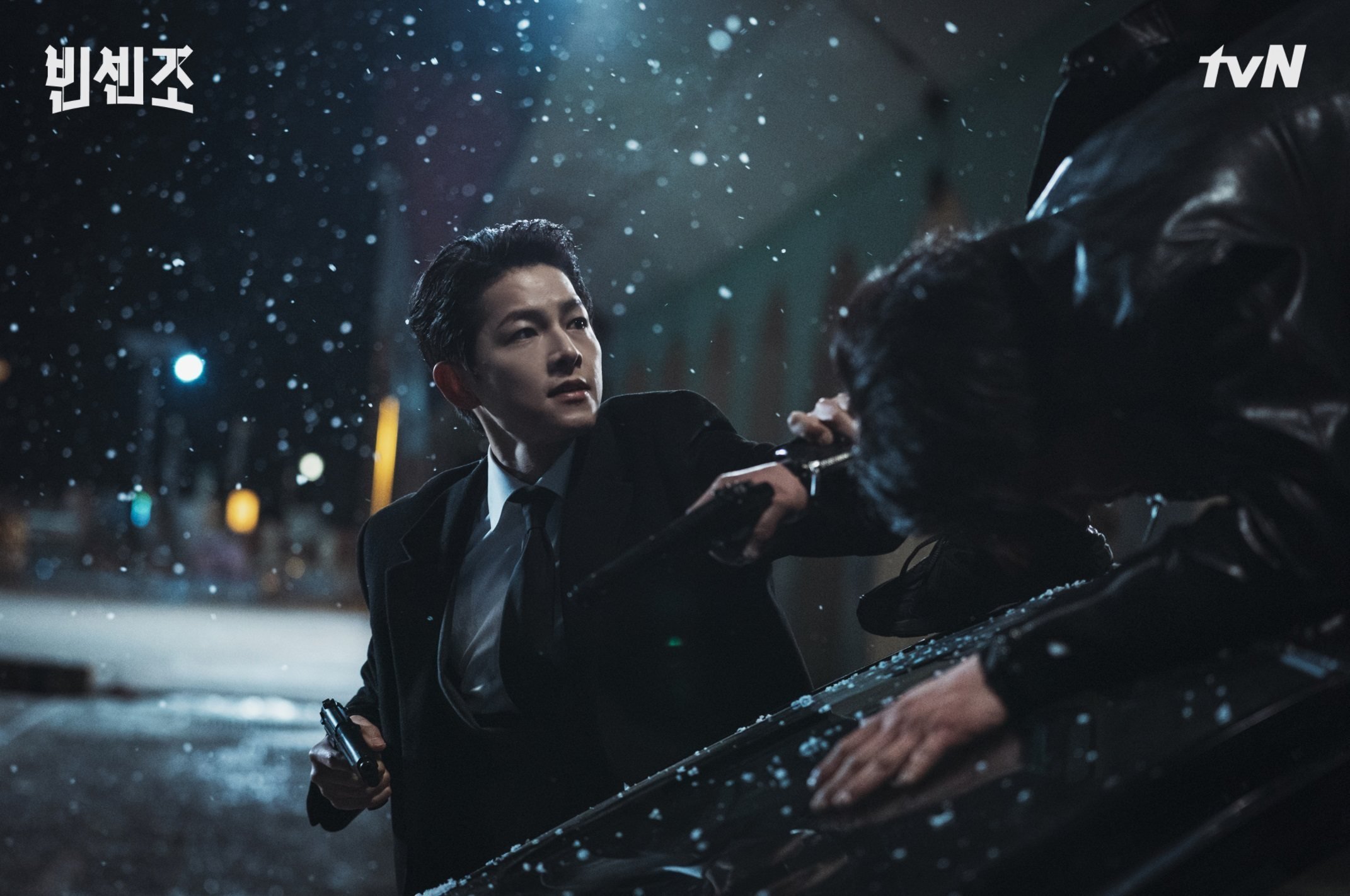 Song Joong-ki in a scene from Vincenzo. Netflix’s overstuffed but fun K-drama is never less than entertaining.