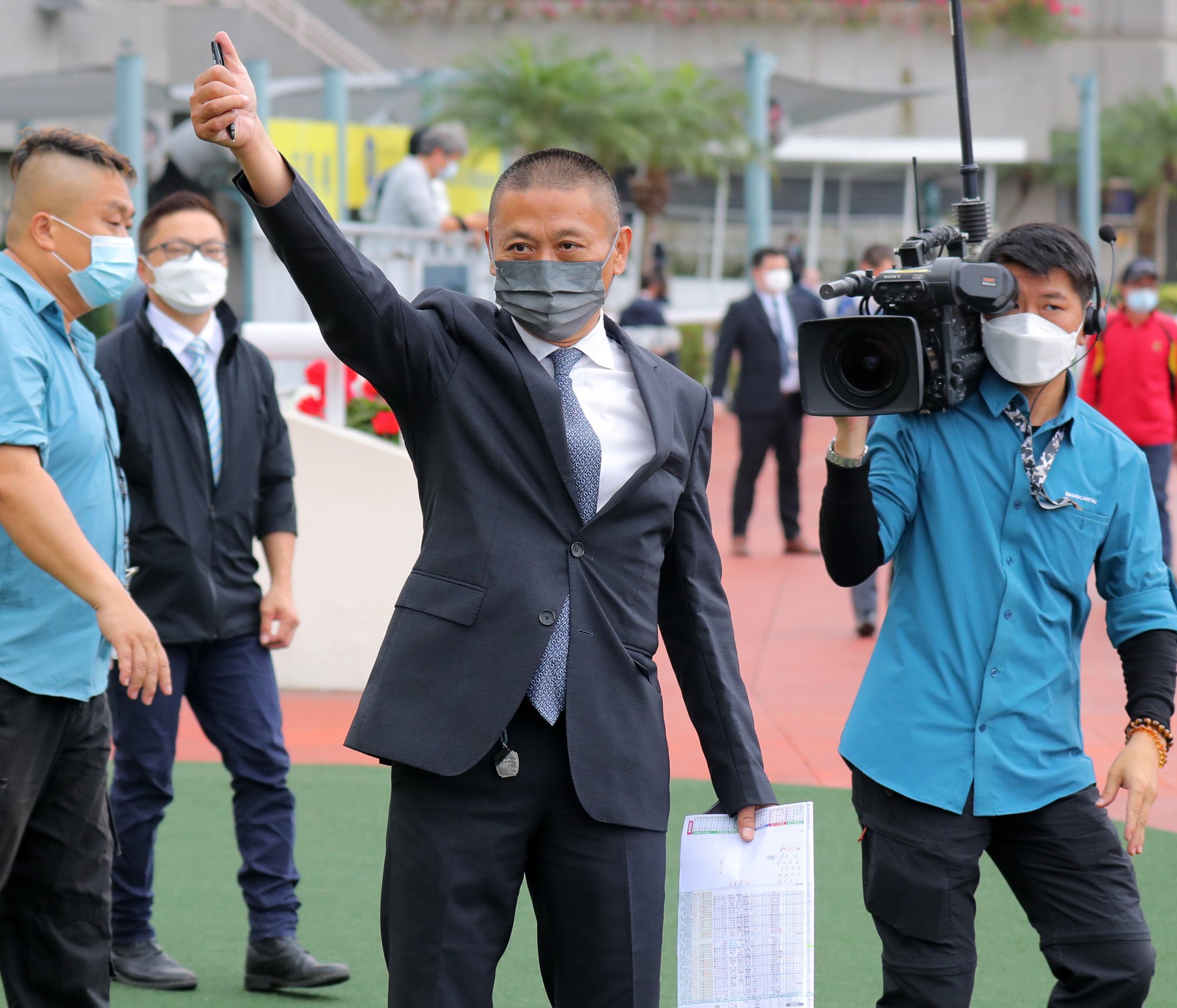 Danny Shum celebrates another winner at Sha Tin. 