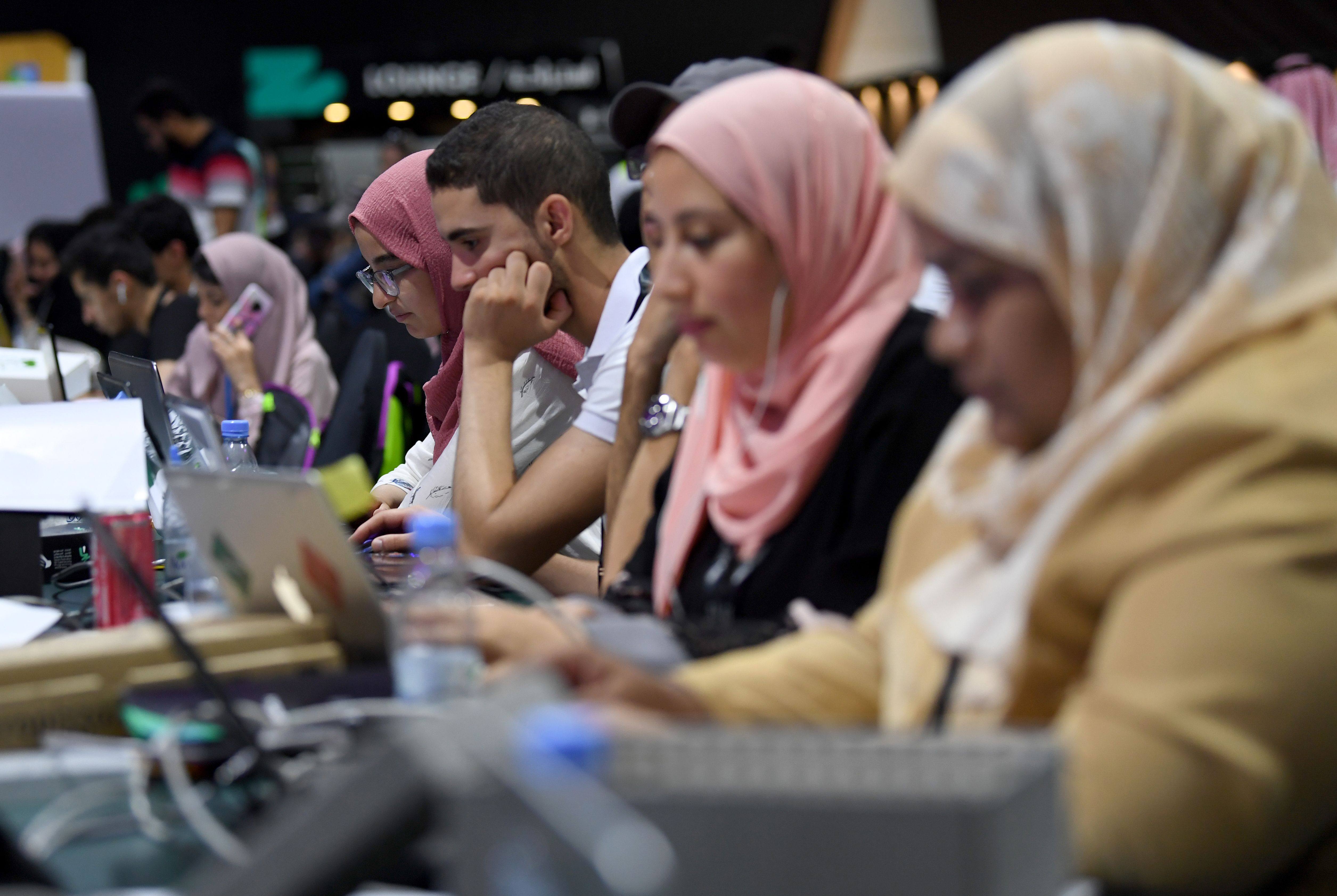 Participants at a hackathon event in Jeddah, Saudi Arabia. Photo: AFP