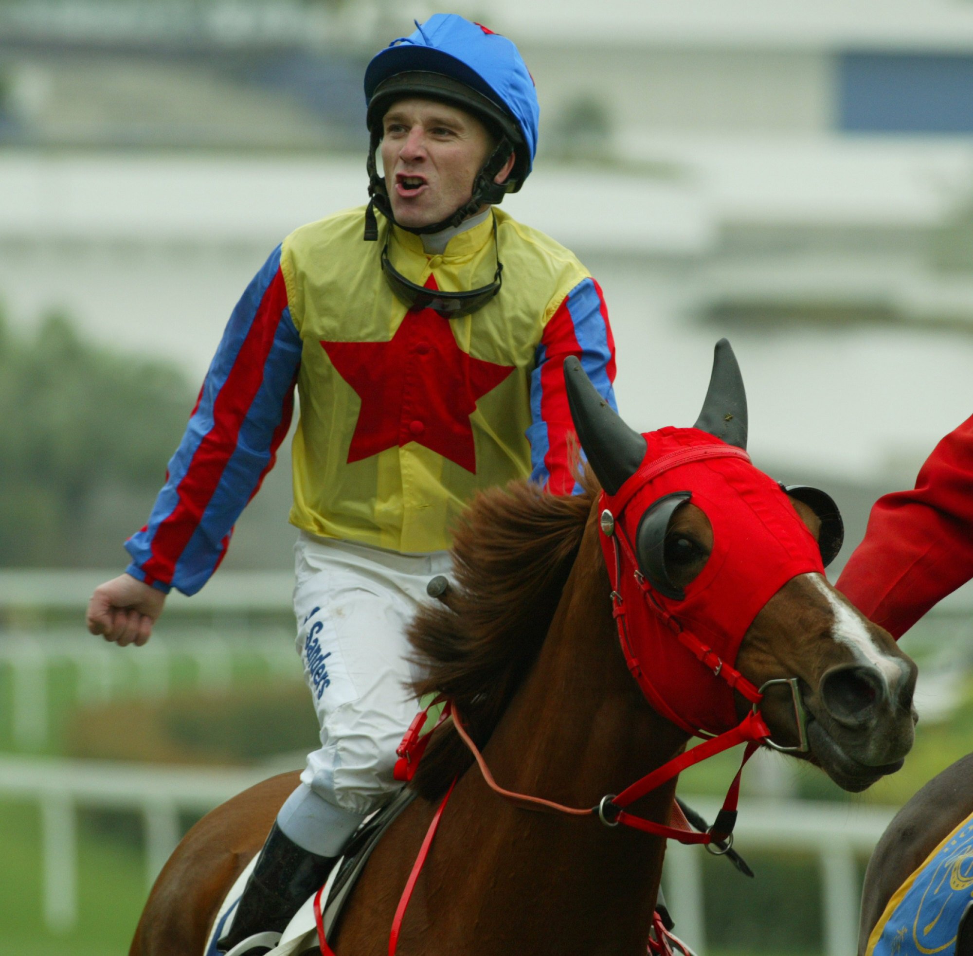 Englishman Seb Sanders rides a winner at Sha Tin. 