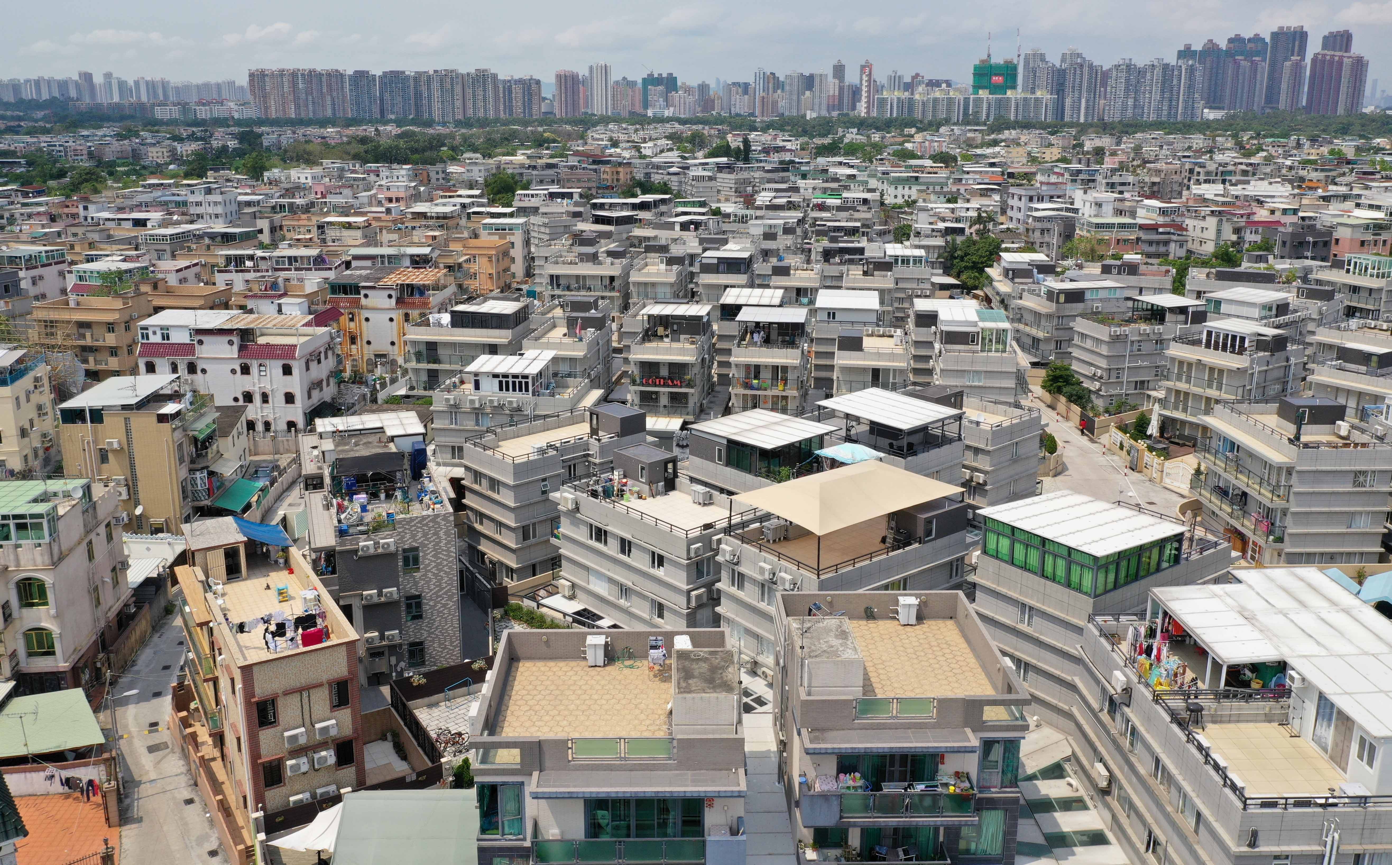 Indigenous village houses in Yuen Long are seen in an aerial photo in April 2019. Photo: Winson Wong