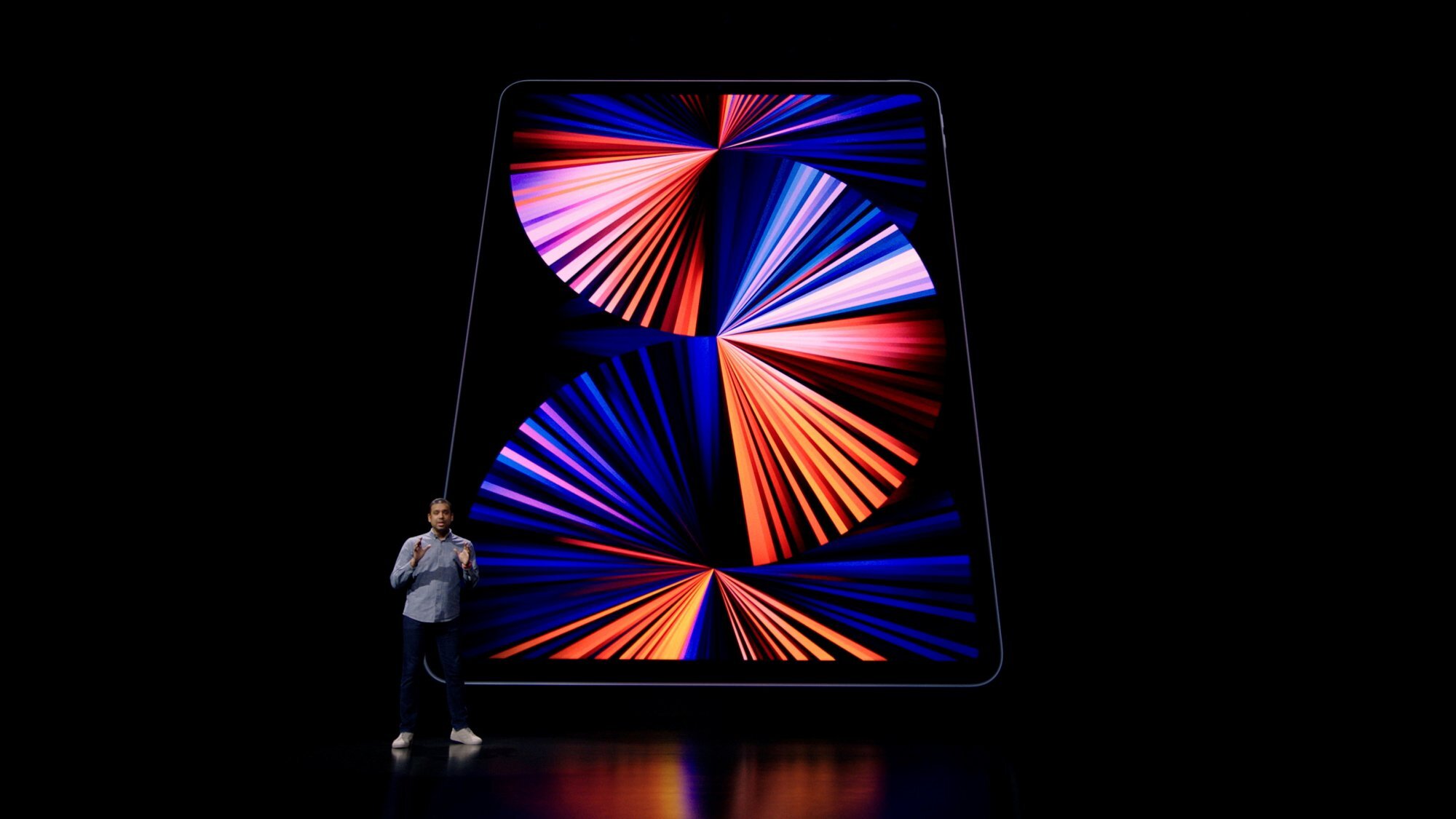 Apple’s Raja Bose introduces the new iPad Pro, in this still image from the keynote video of a special event at Apple Park in Cupertino, California, released on Tuesday. Photo: Apple Inc./Handout via Reuters