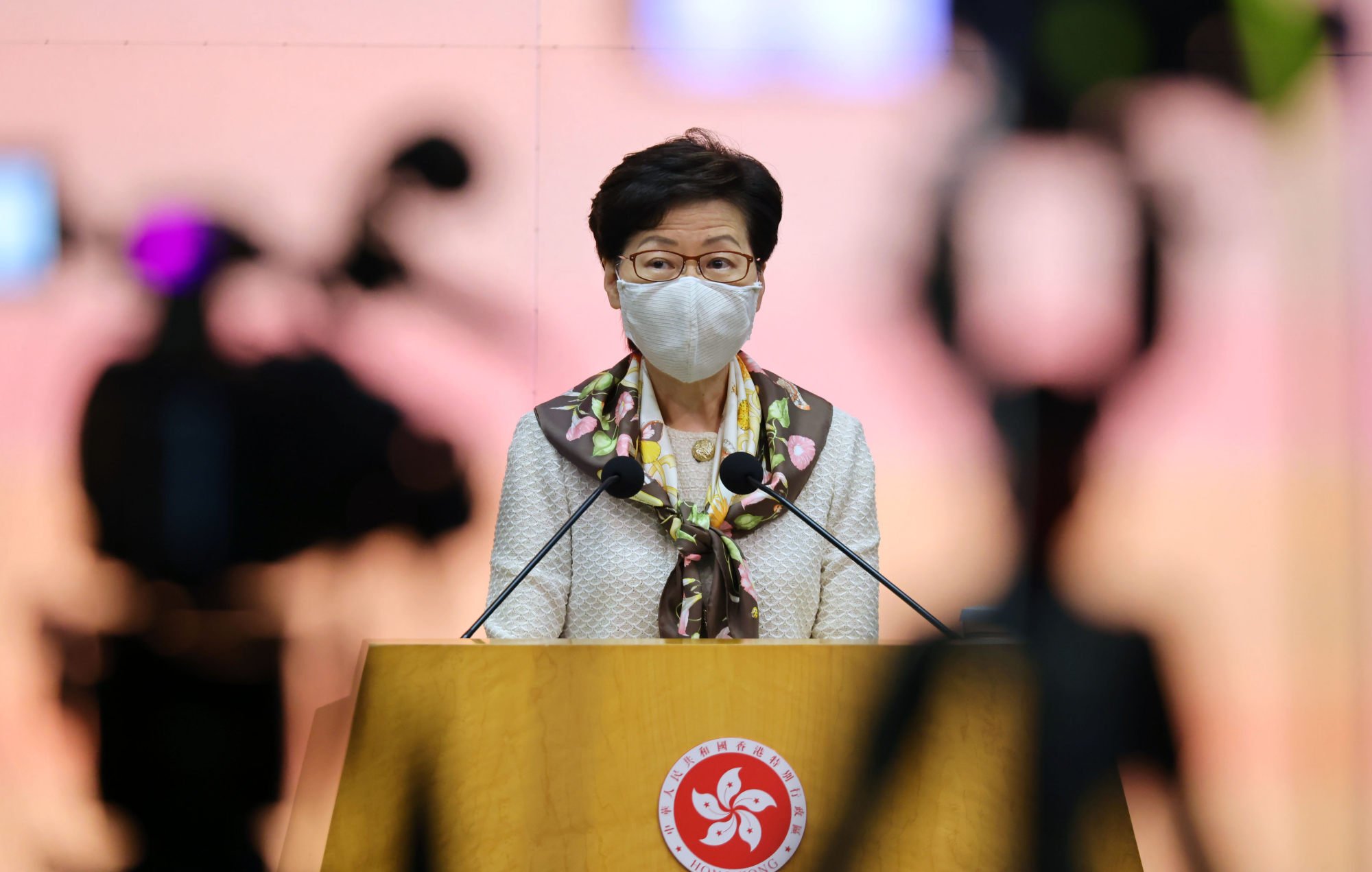 Hong Kong Chief Executive Carrie Lam meets the press ahead of her Executive Council meeting on Tuesday. Photo: Dickson Lee
