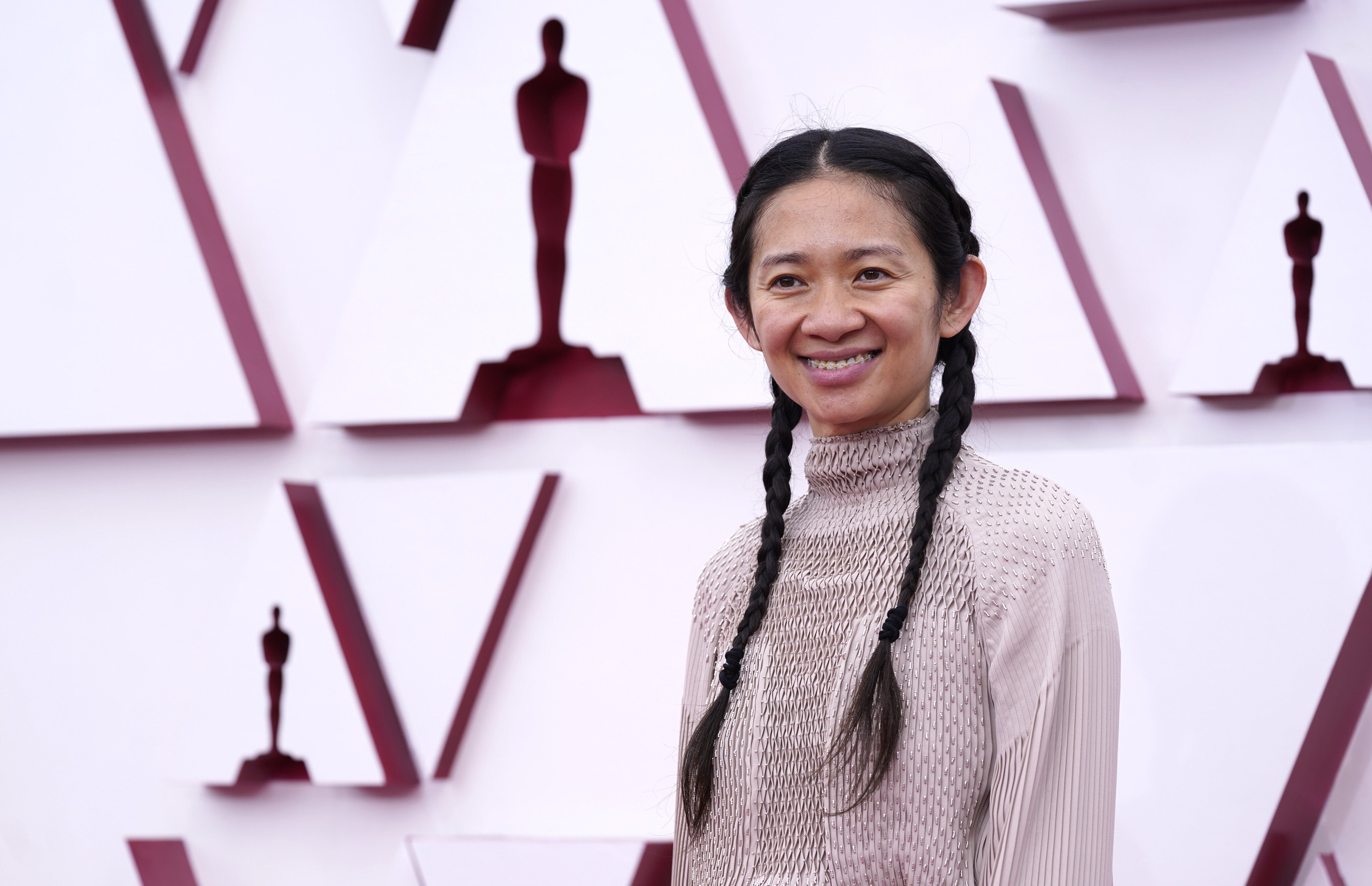 Chloe Zhao arrives at the Oscars. Photo: AP