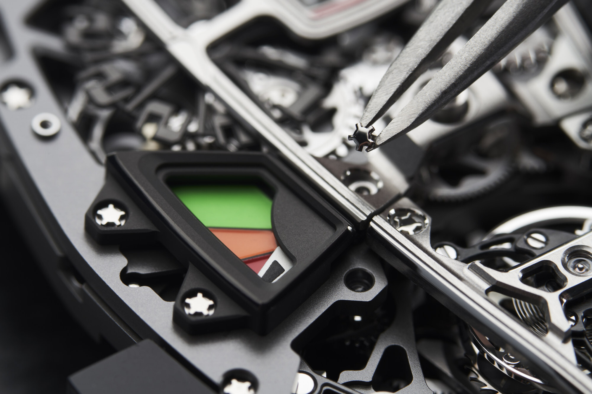 The RM 40-01 Automatic Tourbillon McLaren Speedtail’s CRMT4 was designed to fit seamlessly in the unusually shaped case and took 8,600 hours of development. Photo: Richard Mille