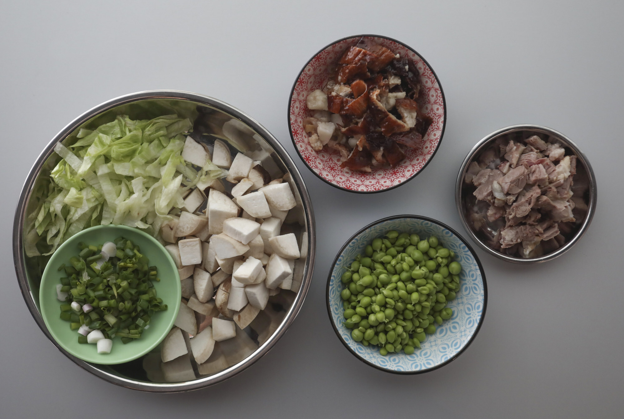 Goose fat fried rice – the ingredients ready to be cooked, prepared by Susan Jung, Hong Kong. 03MAY21 SCMP / Jonathan Wong
