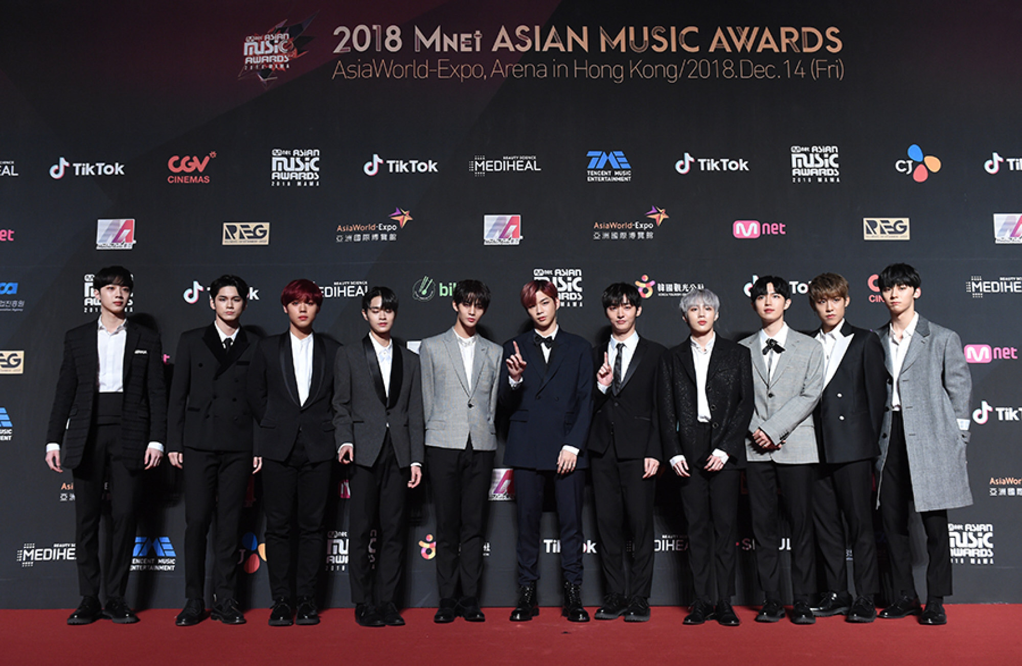 Wanna One at the 2018 Mnet Asian Music Awards at AsiaWorld-Expo Arena in Hong Kong in December 2018. Photo: AP