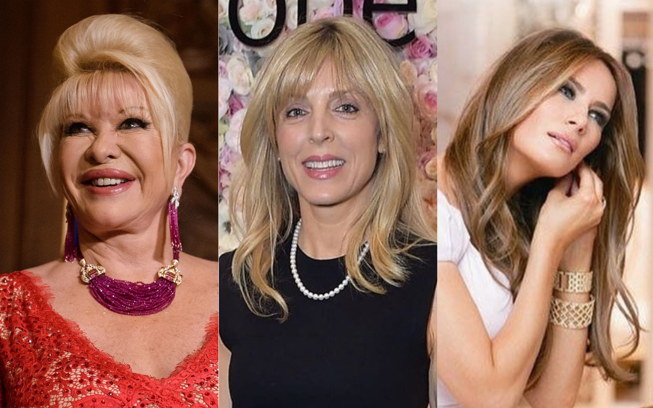 Donald Trump’s wives over the years: Ivana Trump, Marla Maples and Melania Trump. Photos: Getty Images, @tiffanymarlafans; @melaniatrumpfashion /Instagram