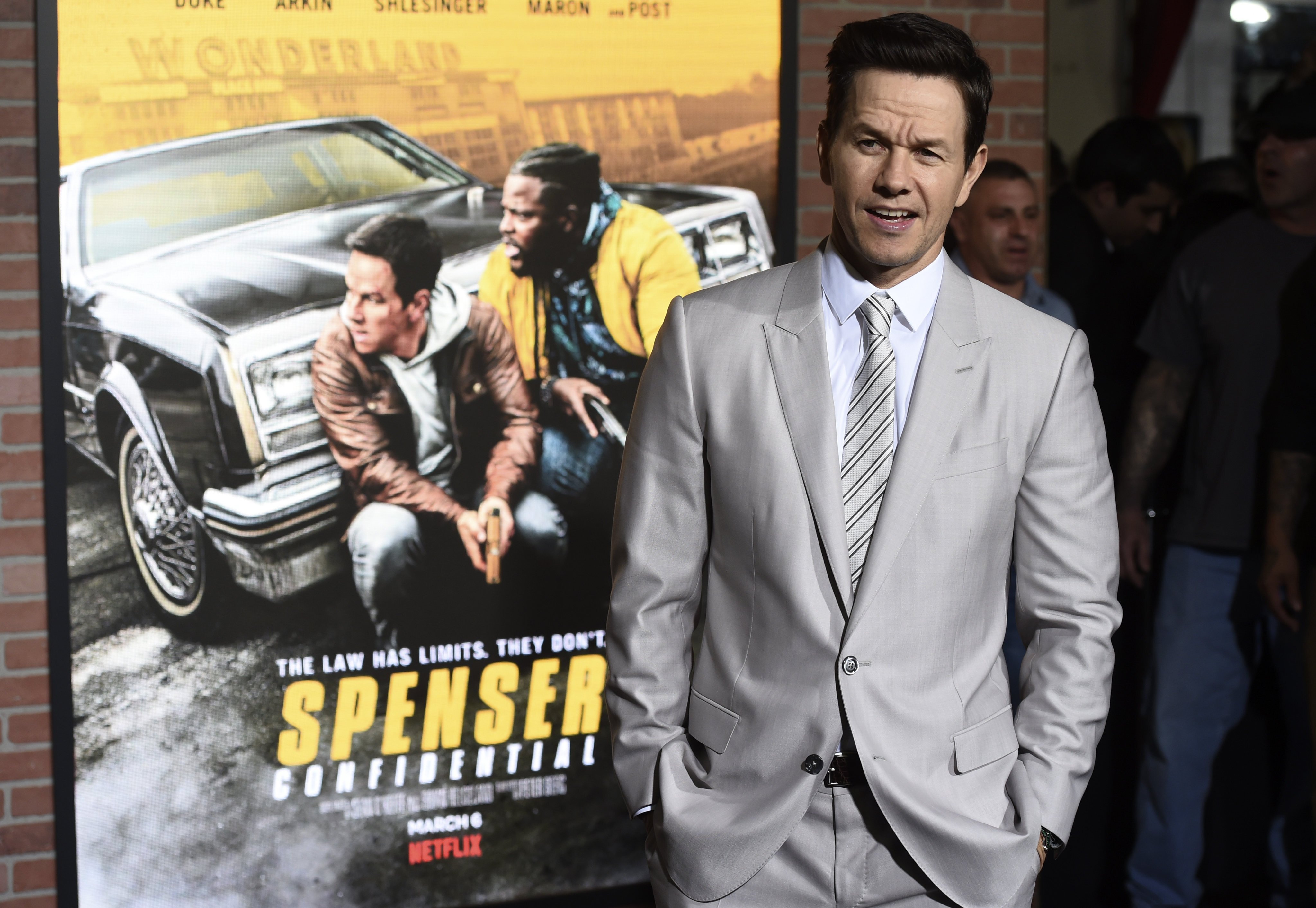 Mark Wahlberg, star of the Netflix film Spenser Confidential, poses at the premiere of the film at the Regency Village Theatre in February 2020, in Los Angeles. Photo: AP Photo
