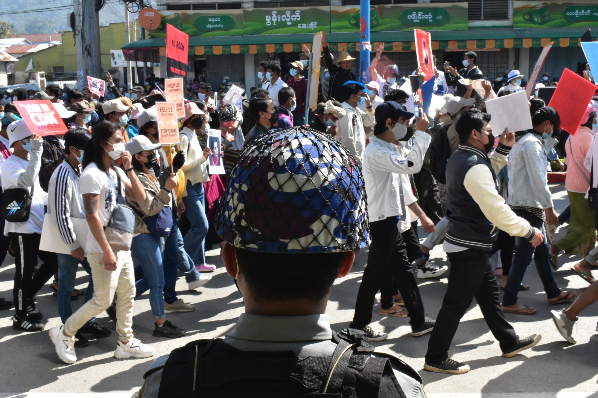 A protest in Taunggyi, the capital of Shan State, calling for the restoration of democracy in Myanmar in February. Photo: Robert Bociaga
