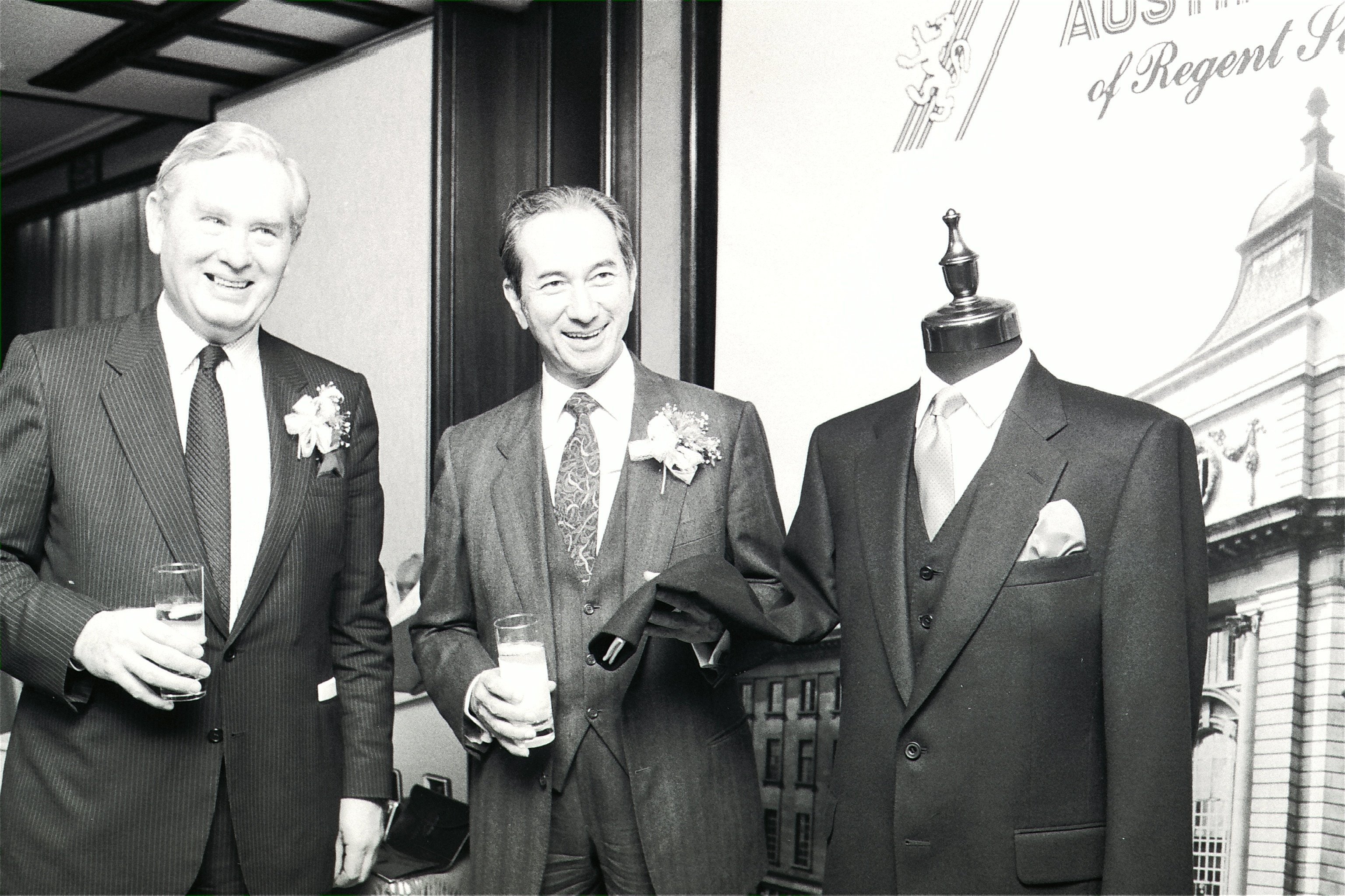 Tailoring to the tycoons (and everyone else), Hong Kong’s old tailors were sewn into the city’s fabric, as evidenced by this shot of shipping magnate Dr Stanley Ho being presented with an elegant worsted three-piece suit by Austin Reed, a British tailor, in 1989. Photo: SCMP