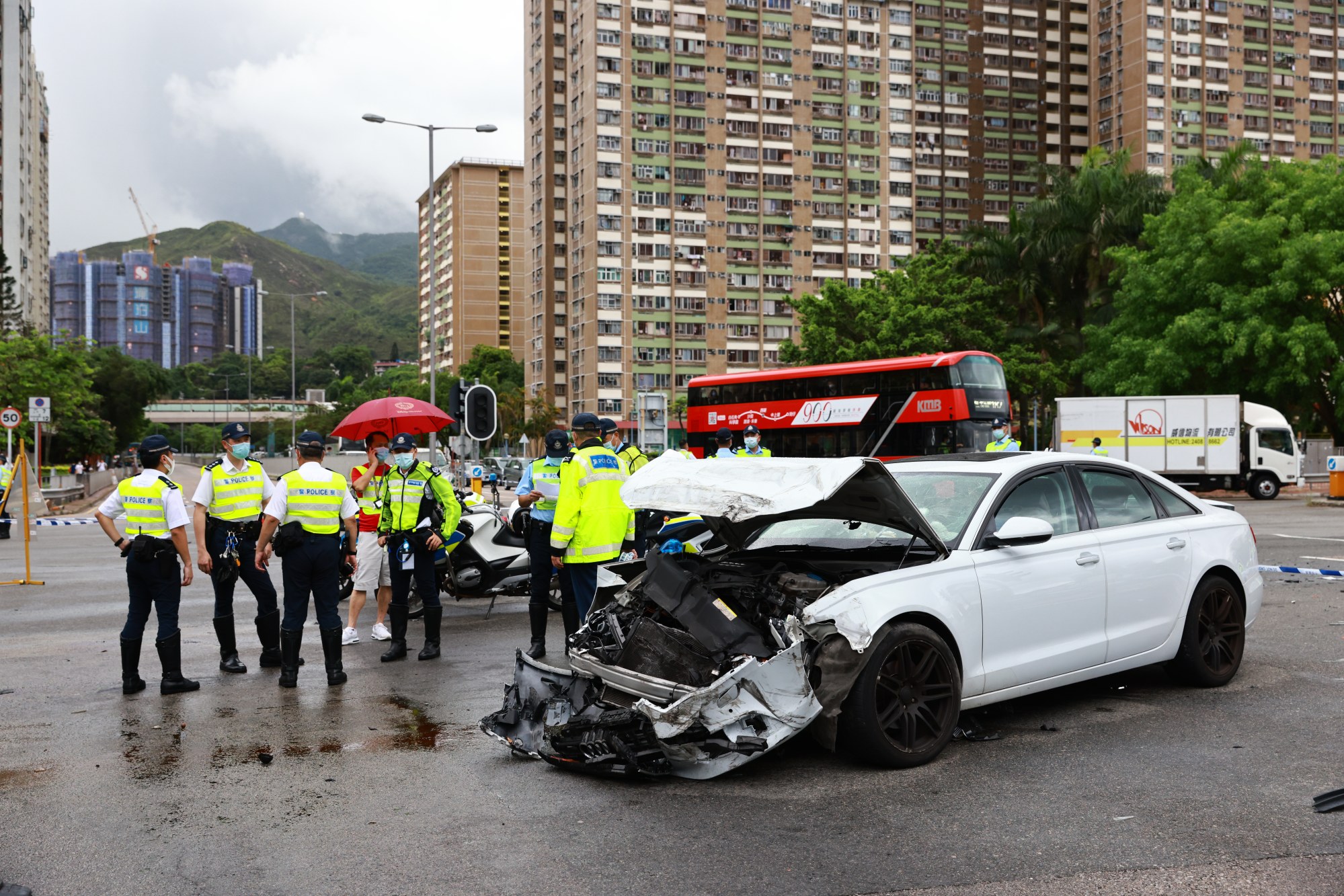 The car driver was also hurt in the accident. Photo: May Tse
