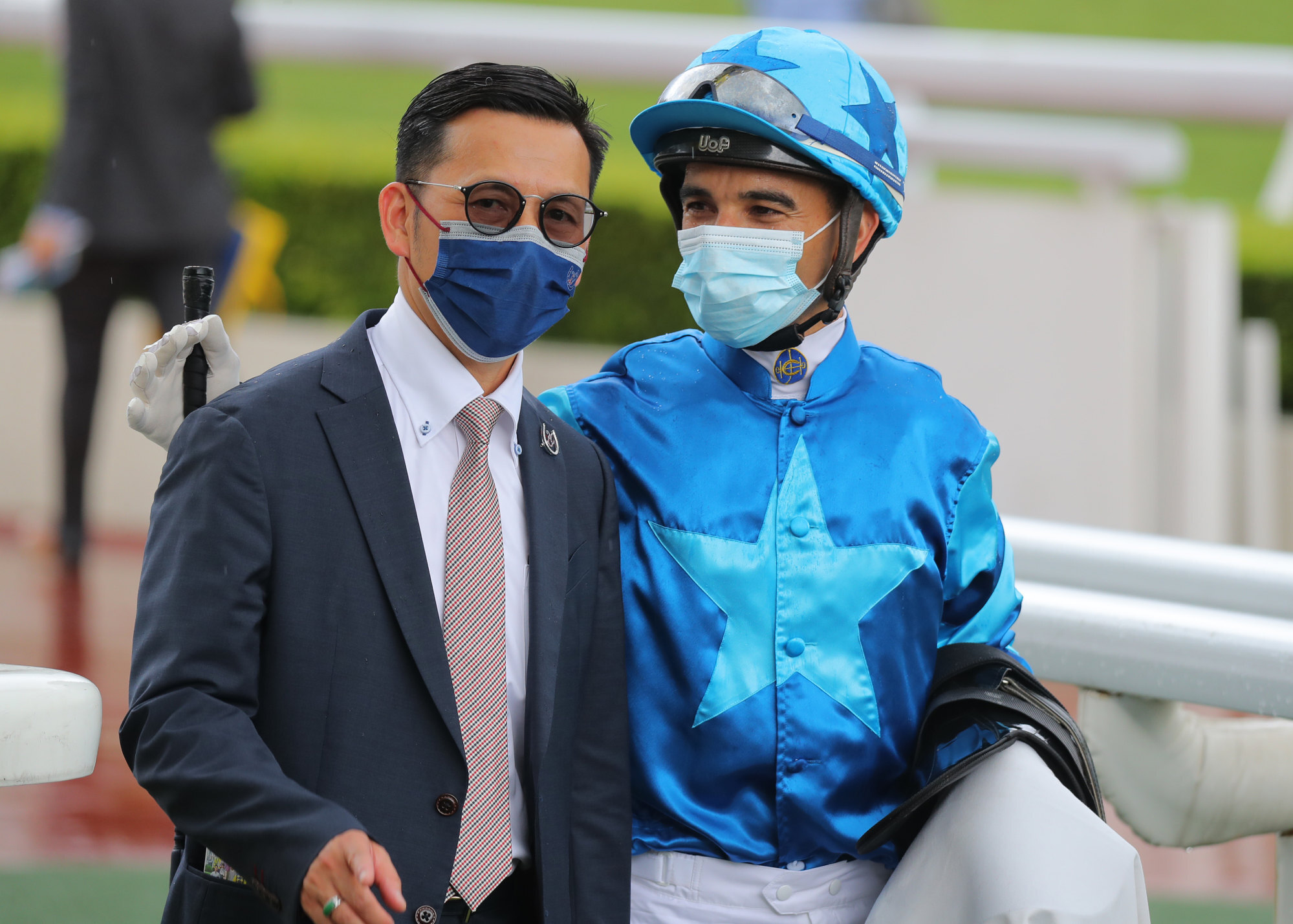 Trainer Frankie Lor and jockey Joao Moreira celebrate Master Eight’s victory.