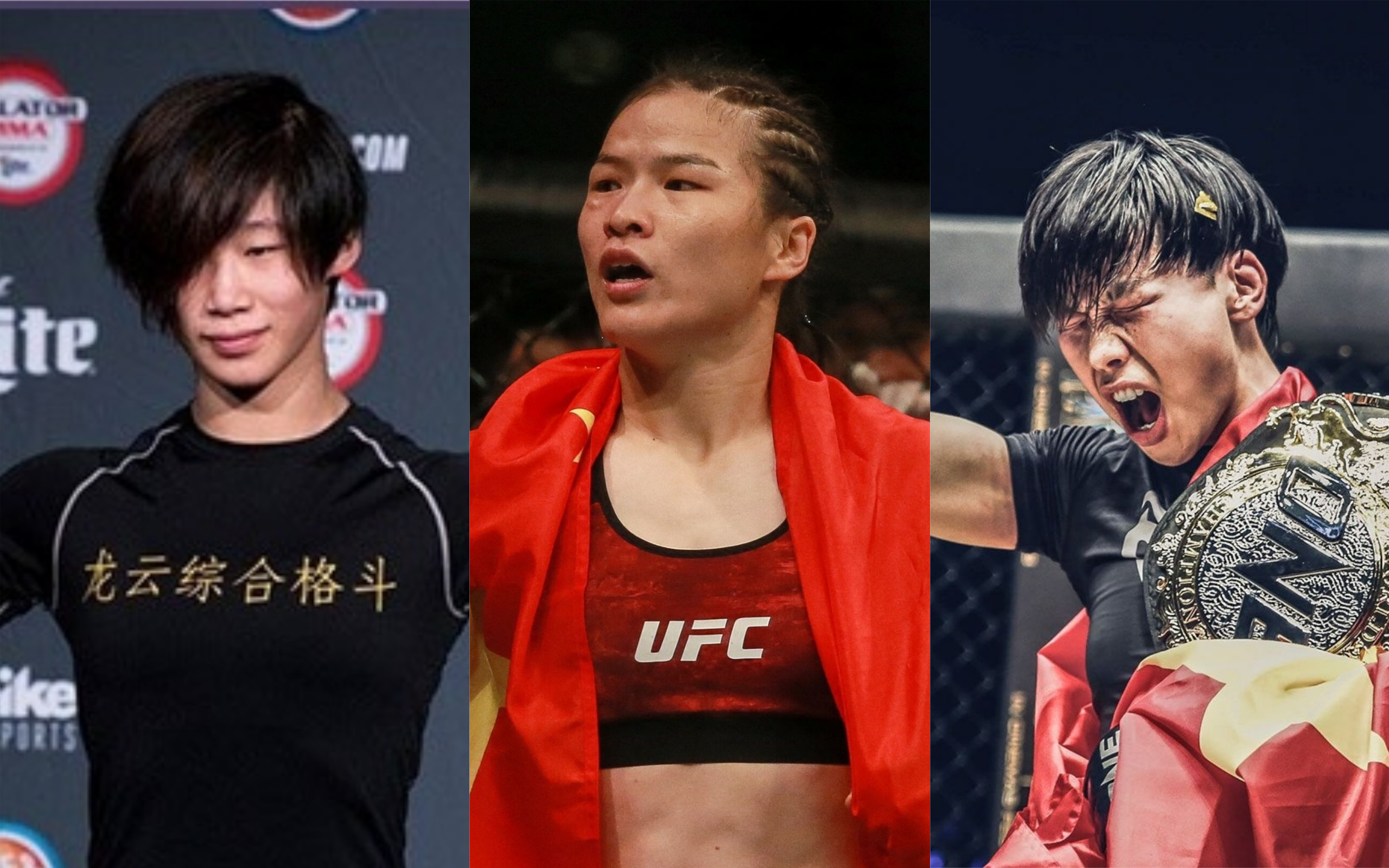 Na Liang, Zhang Weili and Xiong Jingnan – a few of China’s rising MMA stars. Photos: Bellator MMA, AFP, One Championship