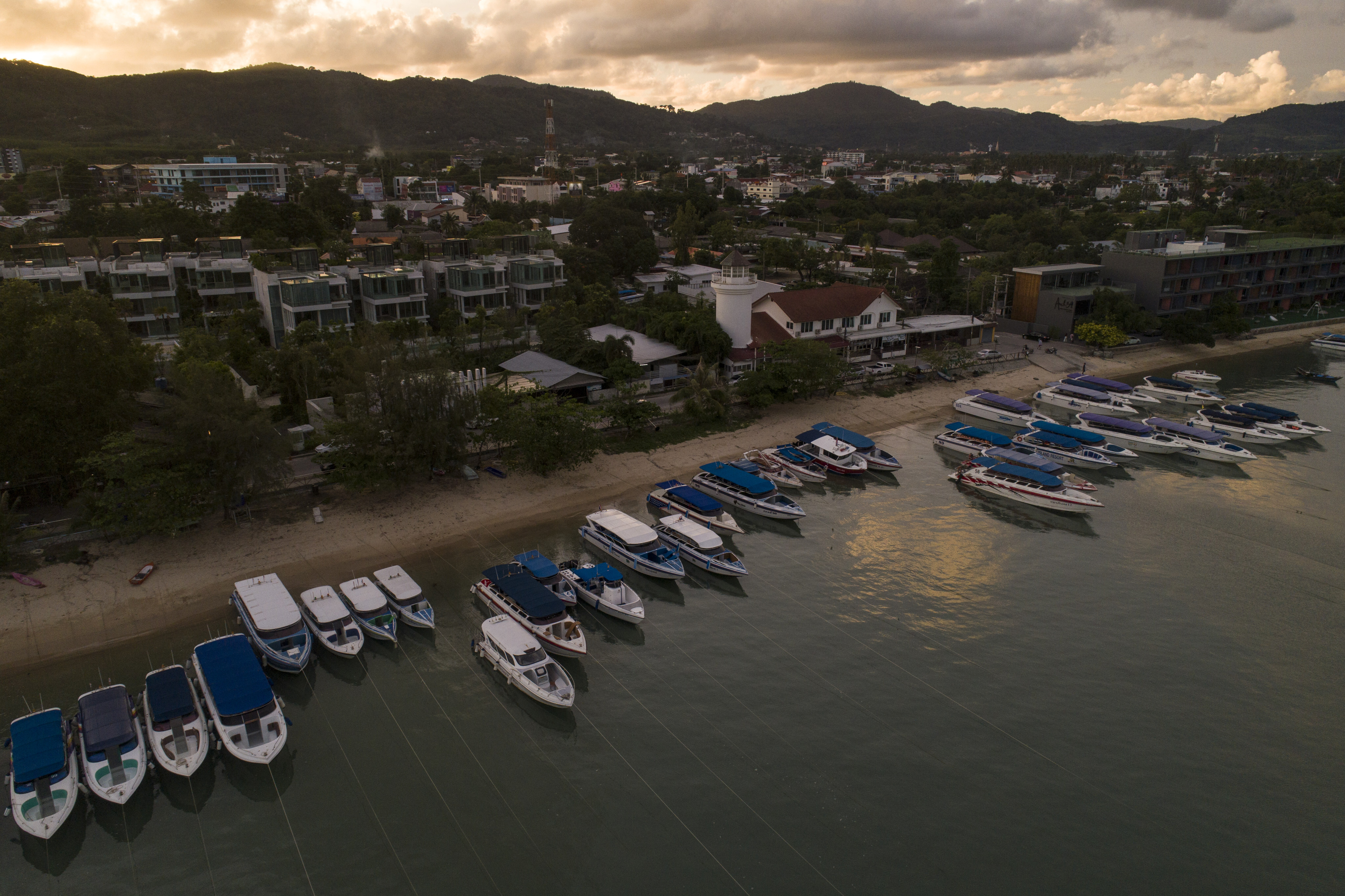 Speedboats berthed along the beach at Chalong Pier, Phuket. File photo: Getty Images