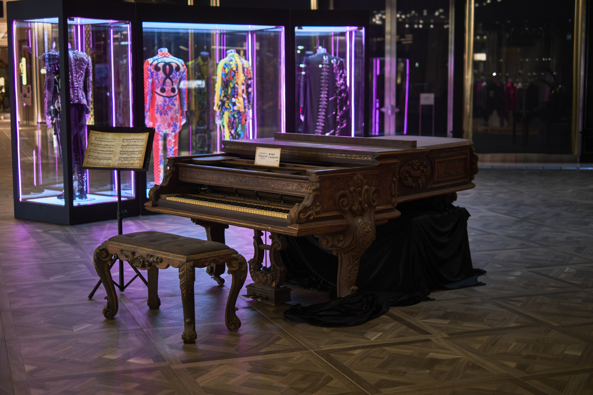 At 11 Musea, the Jay Chou X Sotheby exhibition includes an antique ornate piano that featured in the movie Secret (2007), starring Chou, as well as three bespoke concert costumes worn by him during The Invincible, his seventh world tour. Photo: K11