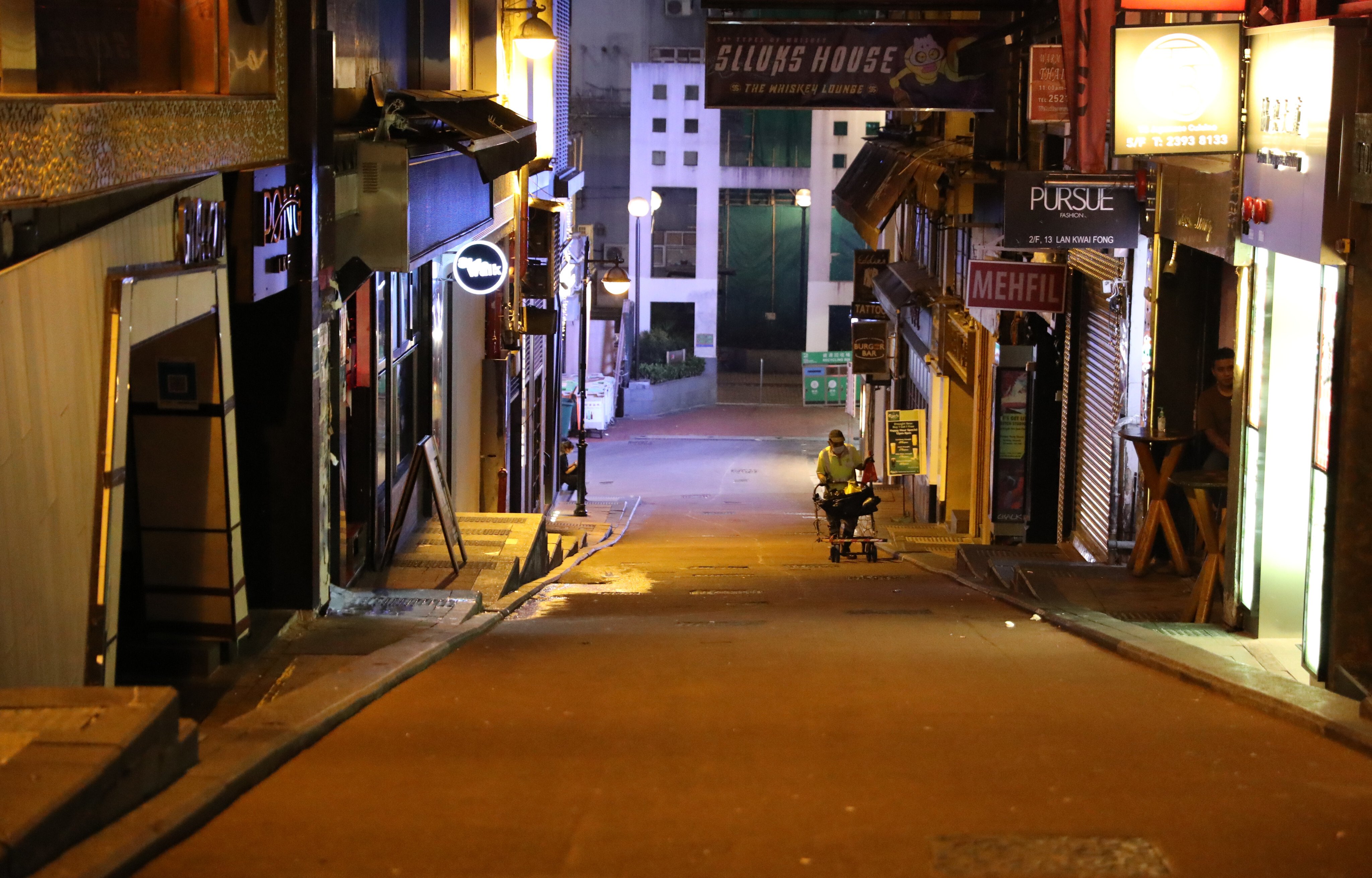 Hong Kong’s once-bustling nightlife district of Lan Kwai Fong wears a deserted look, in Central on June 14. Photo: Edmond So