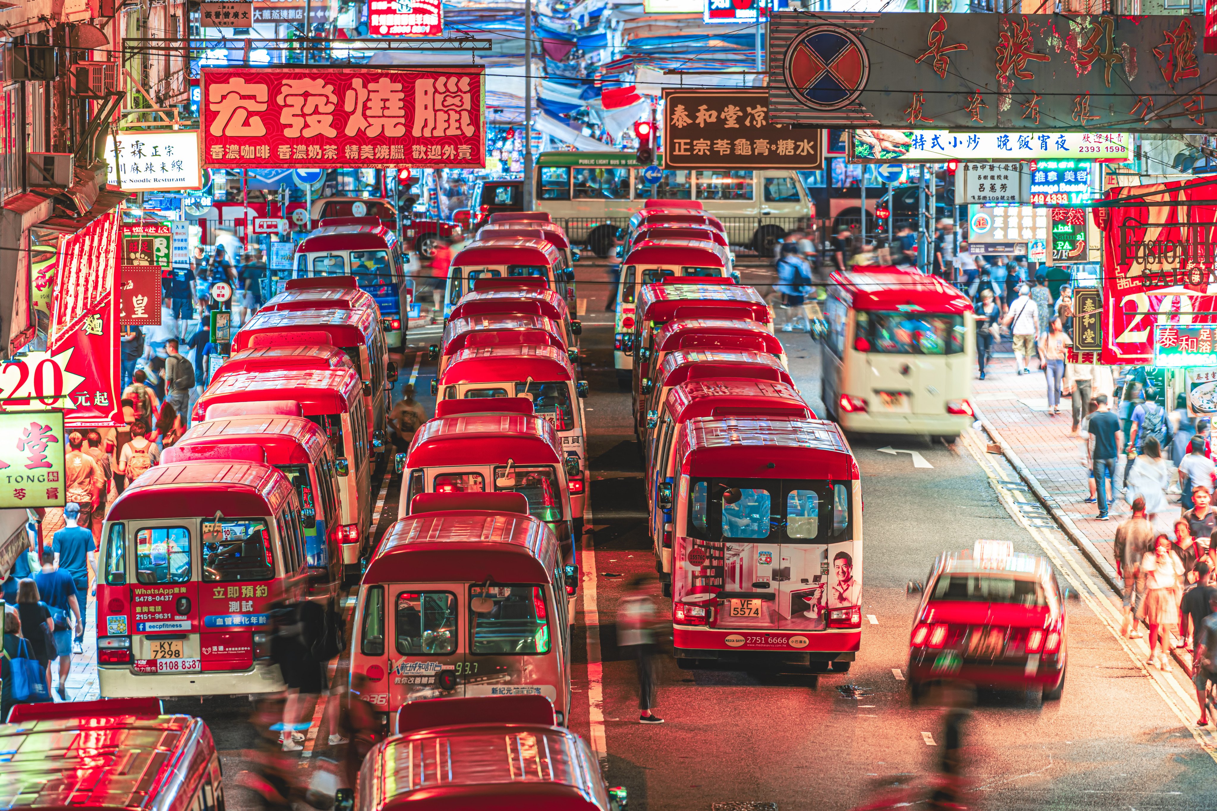 A street in Monk Kok, Kowloon, that is the starting point for several red minibus routes. Photo: Shutterstock
