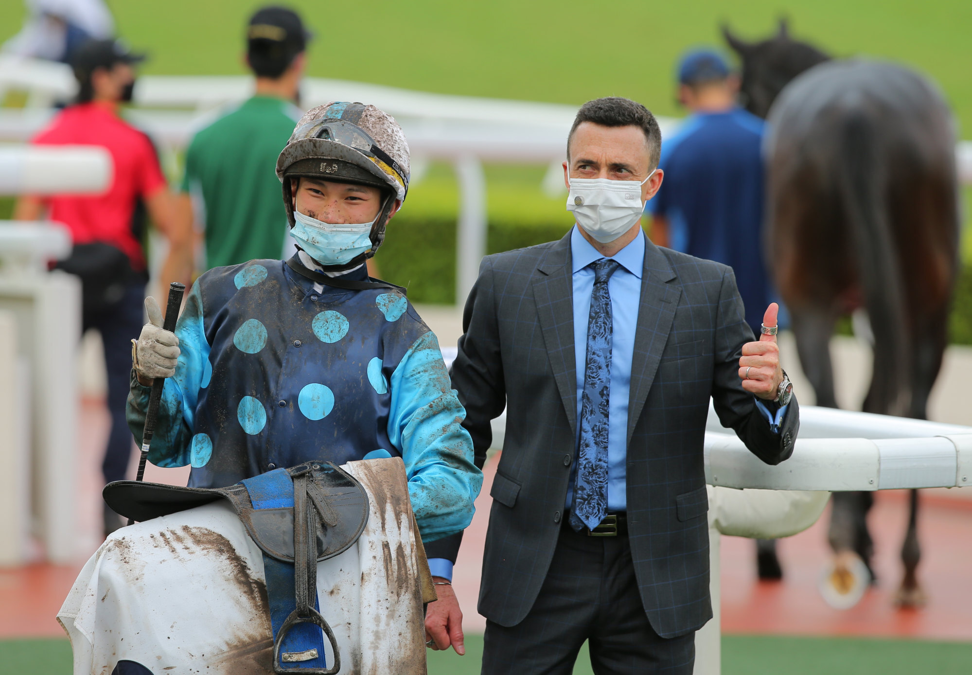 Jockey Jerry Chau and trainer Douglas Whyte celebrate Will Power’s victory last weekend. Jockey Jerry Chau and trainer Douglas Whyte celebrate Will Power’s victory last weekend.
