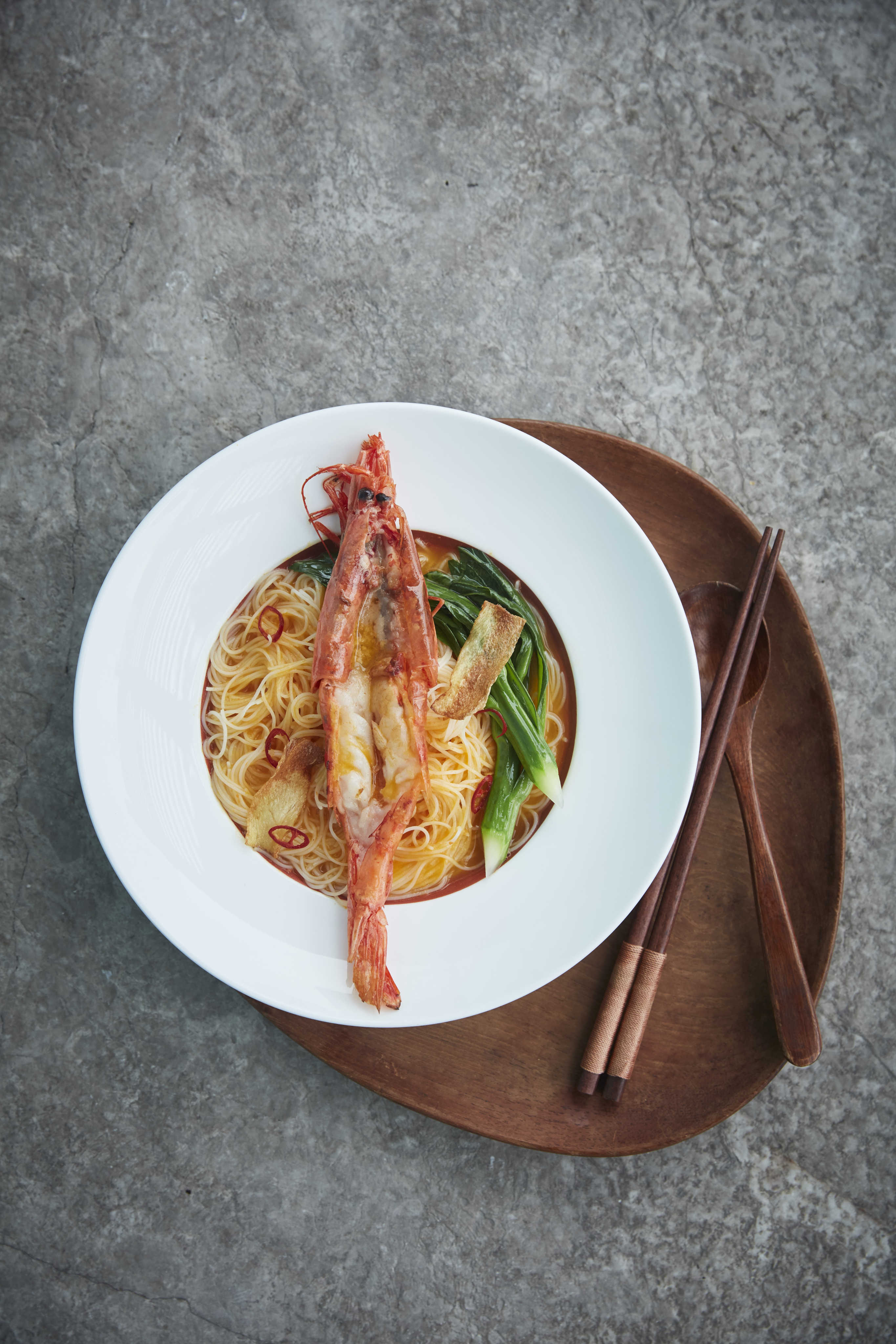 Braised Rice Noodles with Spanish Cheese and Red Shrimp.jpg by Francis Chong Wui Choong, executive chef of Singaporean/Malaysian restaurant Can Lah. Photo: Can Lah
