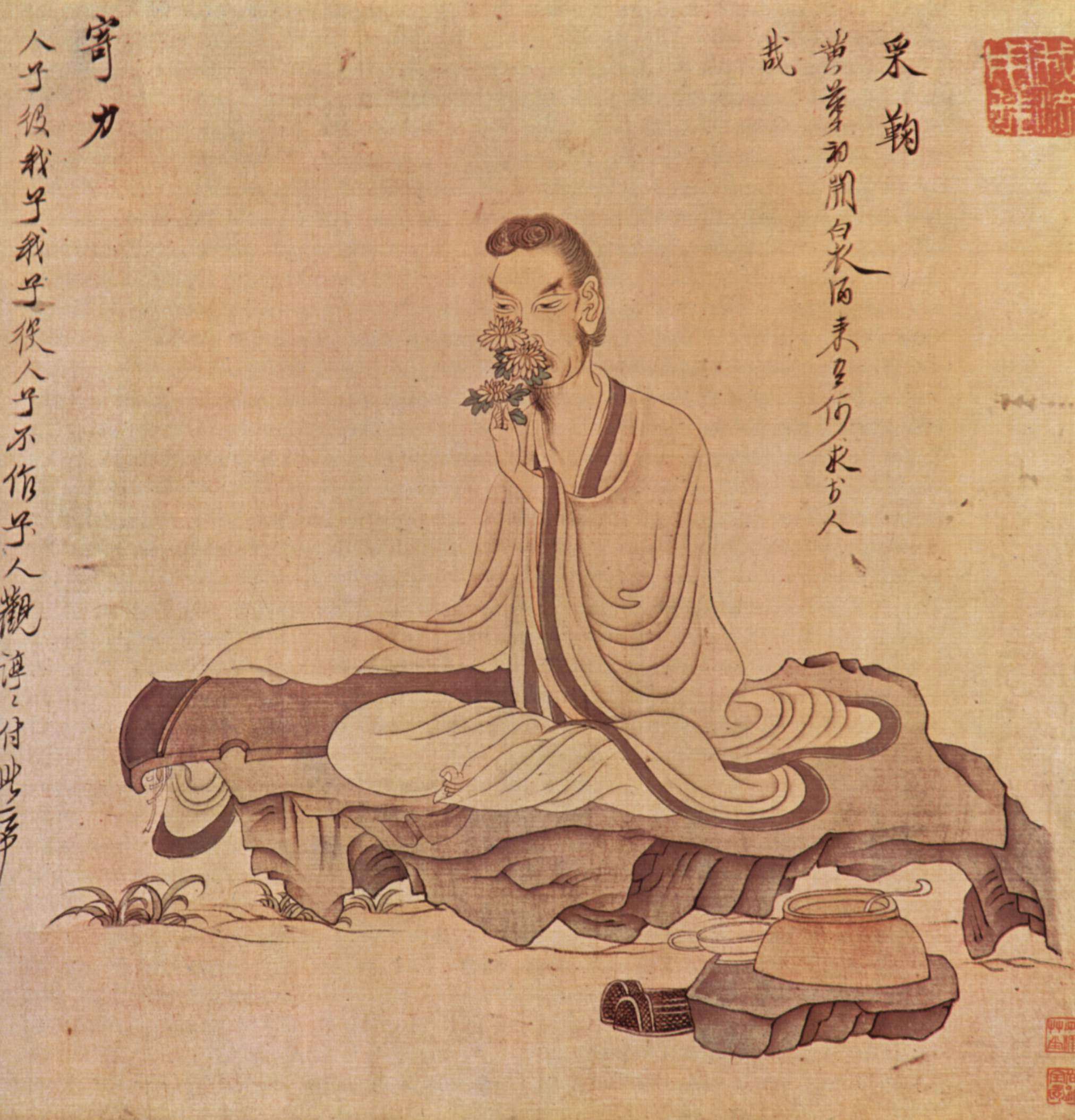 A portrait of Tao Yuanming by Chen Hongsho. Tao was a Chinese poet during the Six Dynasties period, who opted out from public life.