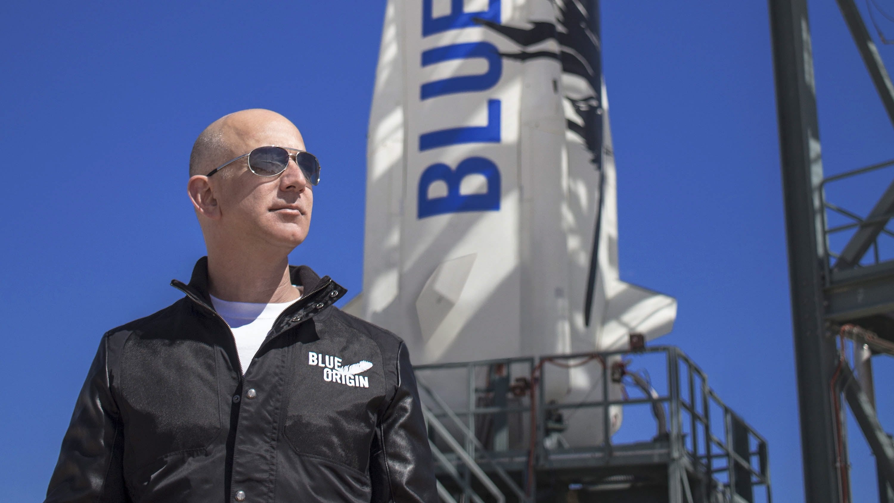 Jeff Bezos and his brother plan to be on Blue Origin’s first crewed space flight. Photo: EPA