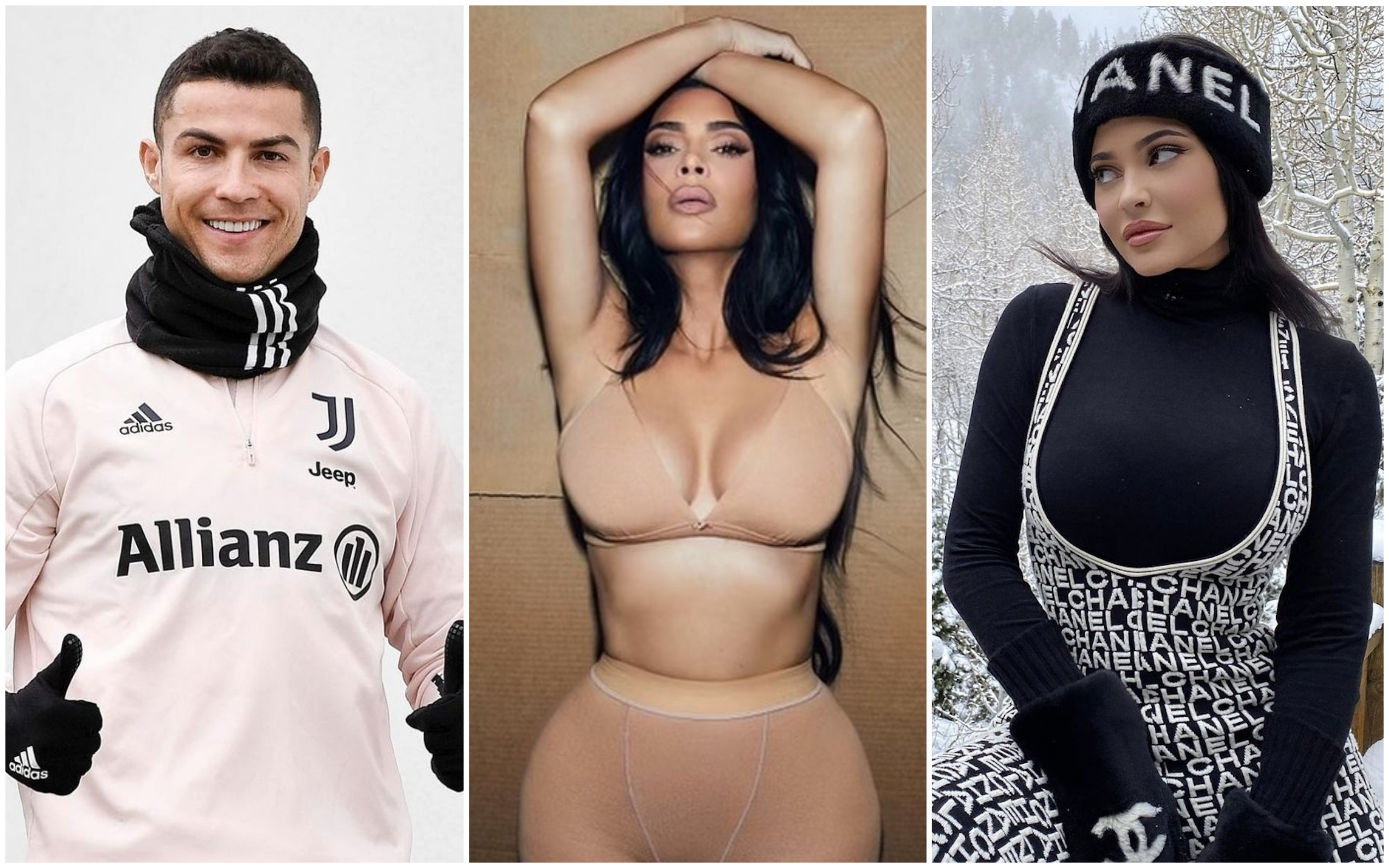 Cristiano Ronaldo, Kylie Jenner and Kim Kardashian: three of the A-list celebs to make it into Instagram’s highest earners per post list for 2021. Photo: @cristiano, @kimkardashian, @kyliejenner/Instagram
