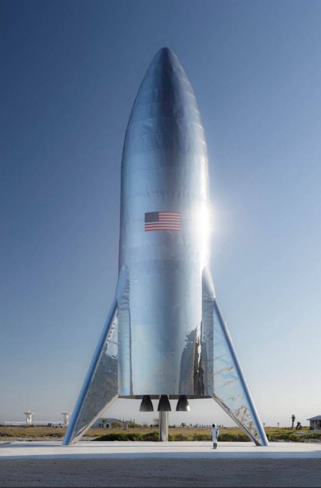 The test version of the Starship Hopper, awaits its first flight test in Texas in January 2019. The prototype was built in Boca Chica, along the Gulf coast of Texas. Photo: AFP