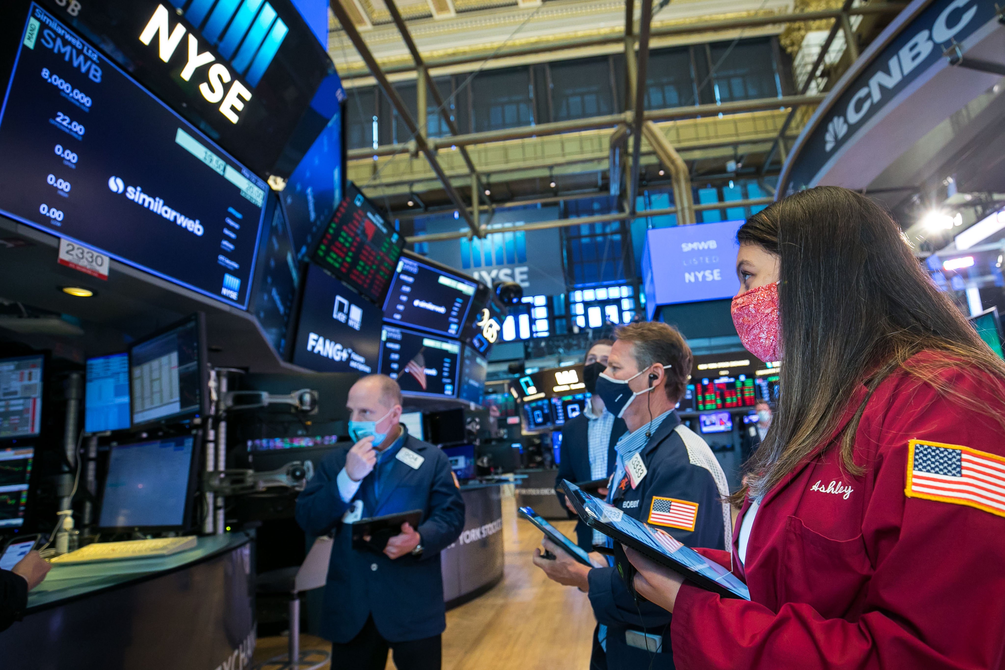 Traders work at the New York Stock Exchange on May 12. US tech stocks could be in for a more choppy ride as bond yields rise. Photo: NYSE/Xinhua