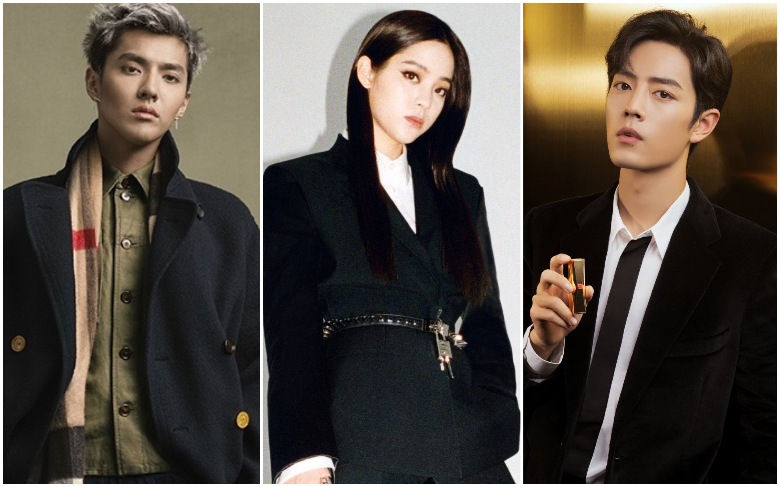 Kris Wu for Burberry, Ouyang Nana for Givenchy and Sean Xiao Zhan for Estée Lauder. Photos: Burberry Weibo, @dramapotatoe/Twitter, Estée Lauder