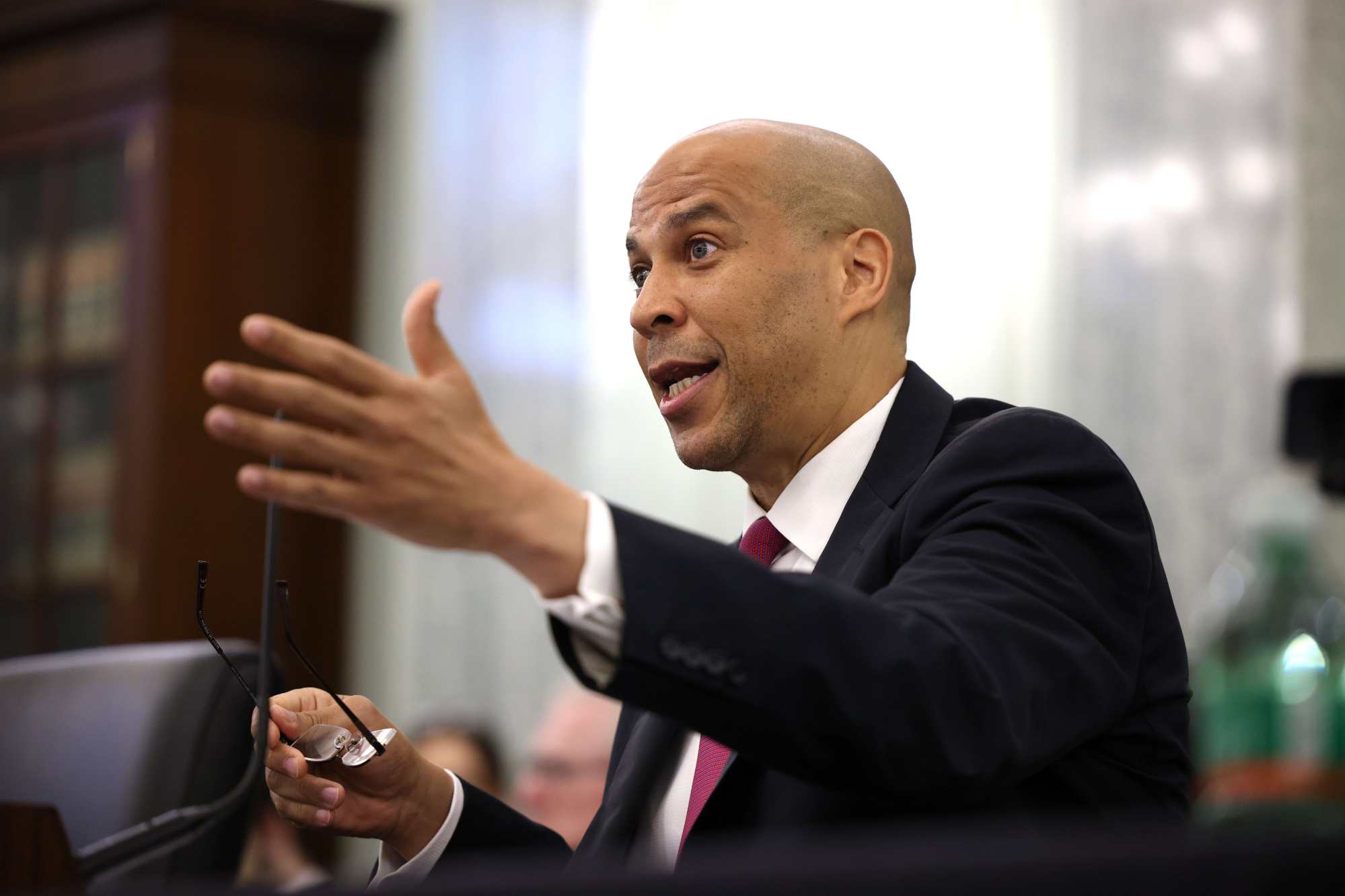 Democratic Senator Cory Booker shared a public platform with Jake Bongivoi. Photo: Getty Images/AFP