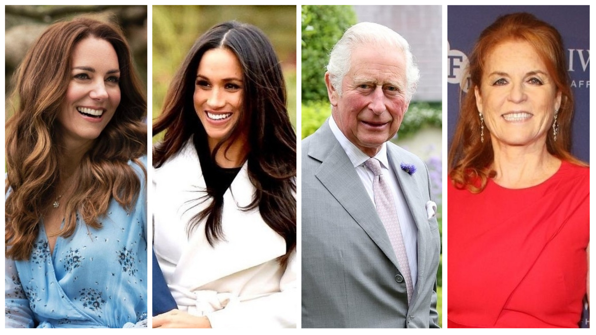 Kate Middleton, Meghan Markle, Prince Charles and Sarah Ferguson are four British royals to have published books. Photos: @dukeandduchessofcambridge; @sussexroyal/Instagram, @ClarenceHouse;  @Daily_Express/Twitter