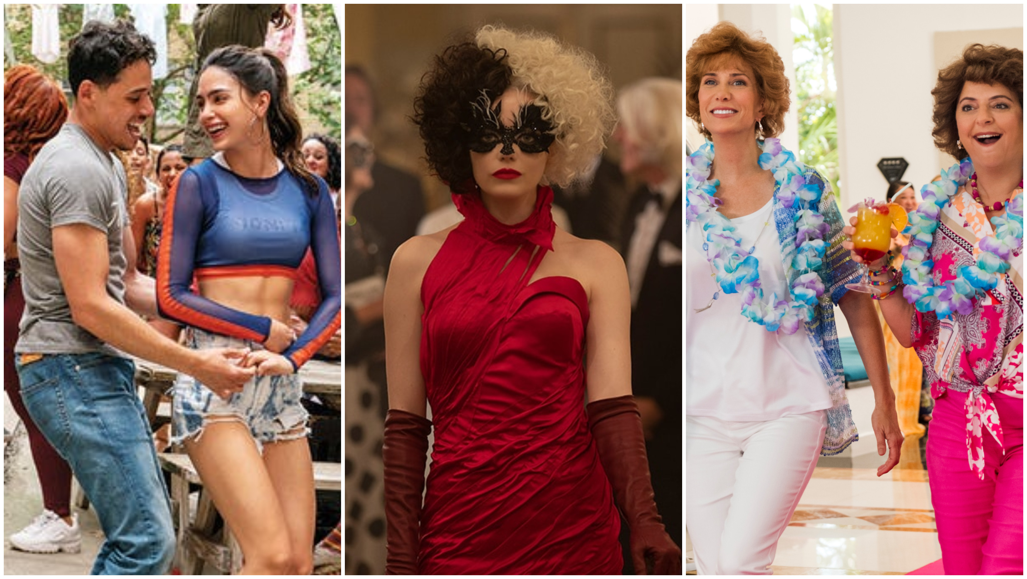 In the Heights, Cruella, Barb and Star Go to Vista Del Mar: three of our favourite movies so far this year. Photo: Warner Bros. Entertainment Inc., Disney Enterprises Inc., Lionsgate