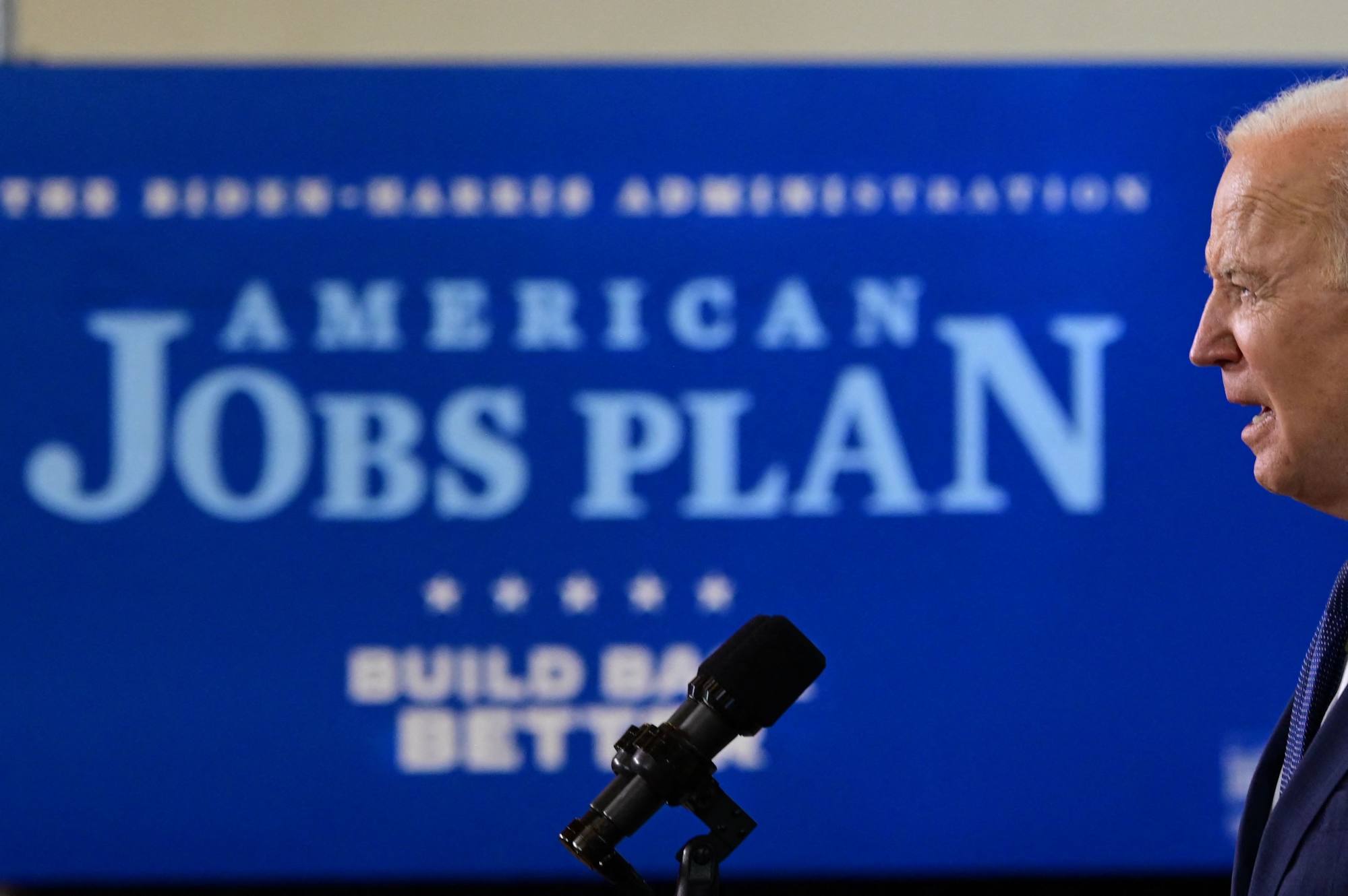 US President Joe Biden speaks in Pittsburgh, Pennsylvania, on March 31. Biden unveiled a massive infrastructure plan aimed at modernising the country’s crumbling transport network, creating millions of jobs and enabling the country to out-compete China. Photo: AFP