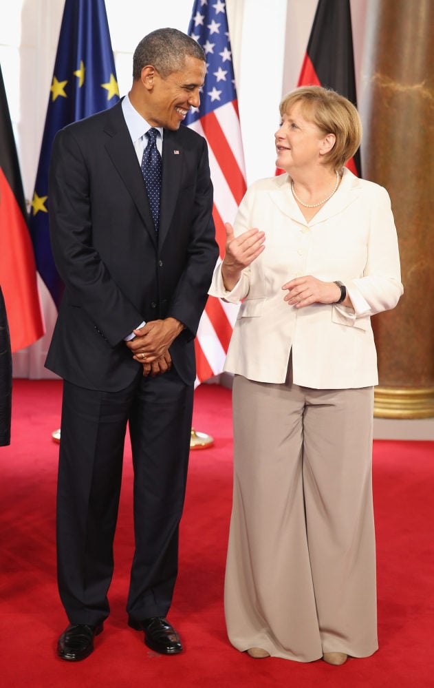 US President Barack Obama and Merkel attend a dinner given in honour of Obama at the Orangerie of Schloss Charlottenburg palace on June 19, 2013 in Berlin, Germany. Photo: Getty Images