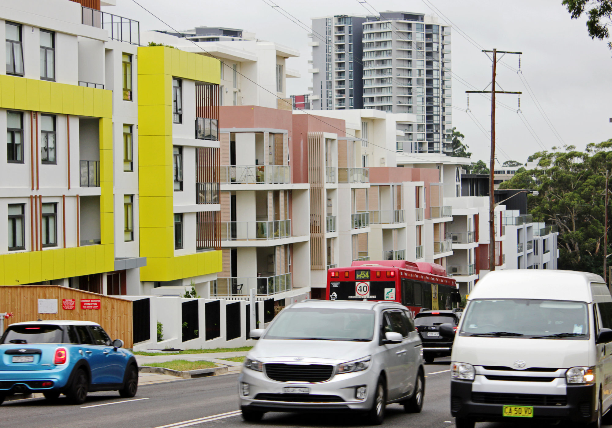 A row of newly built apartment blocks in Epping, Sydney, Australia. Photo: Reuters