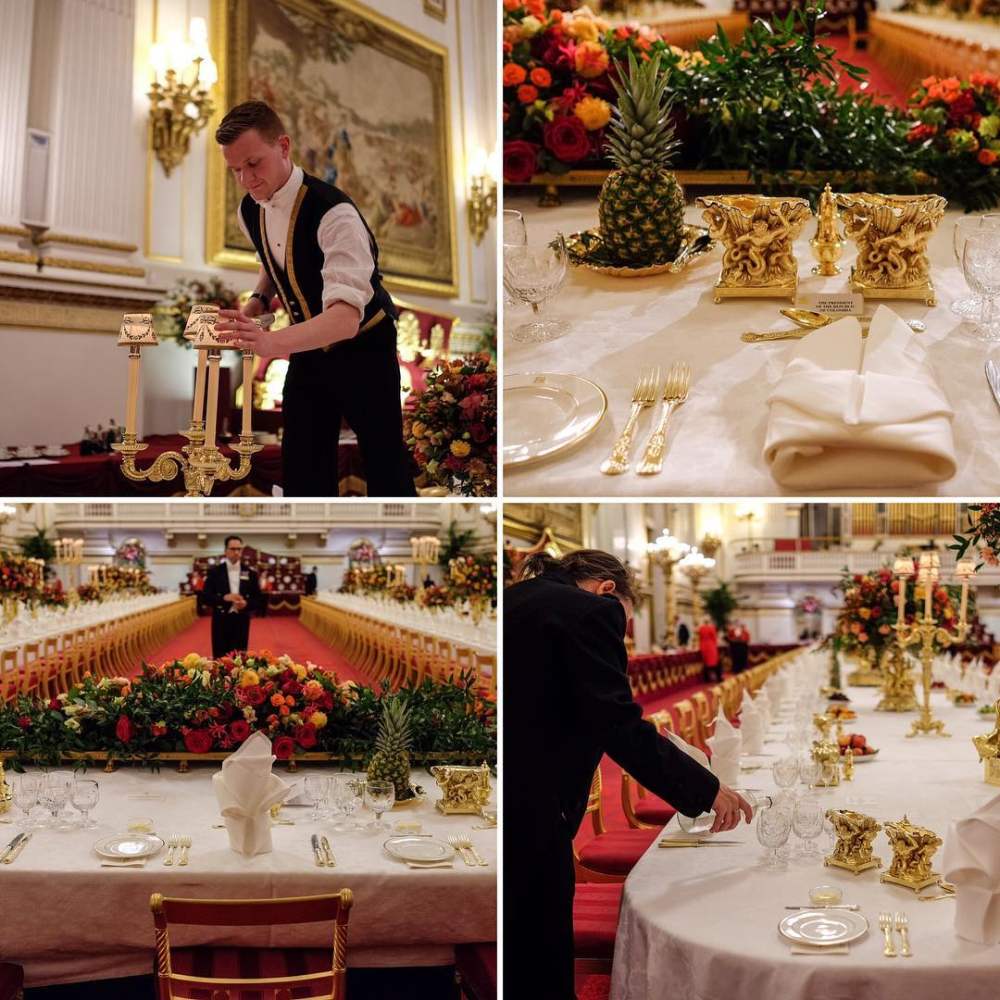 The scene is set in the ballroom of Buckingham Palace for a royal banquet. Photos: @theroyalfamily/Instagram