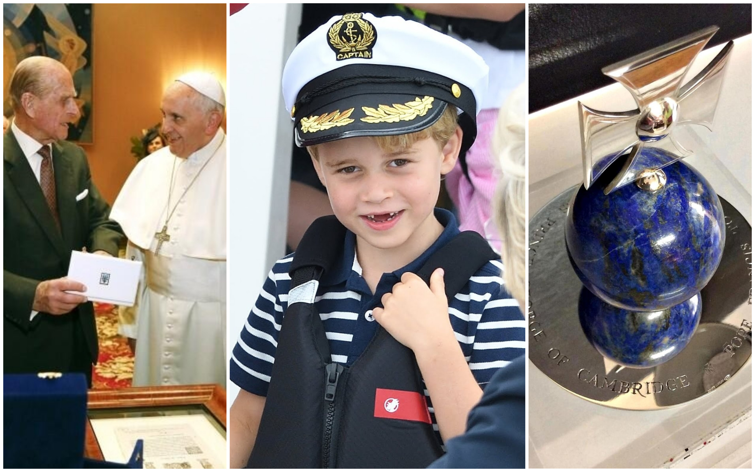 Prince George gets hundreds of presents each year, many of them expensive or unusual – but the lapis lazuli orb from Pope Francis has to be one of the strangest. Photos: @_PeterHunt; @loveforcambridg; @British_Heir/Twitter