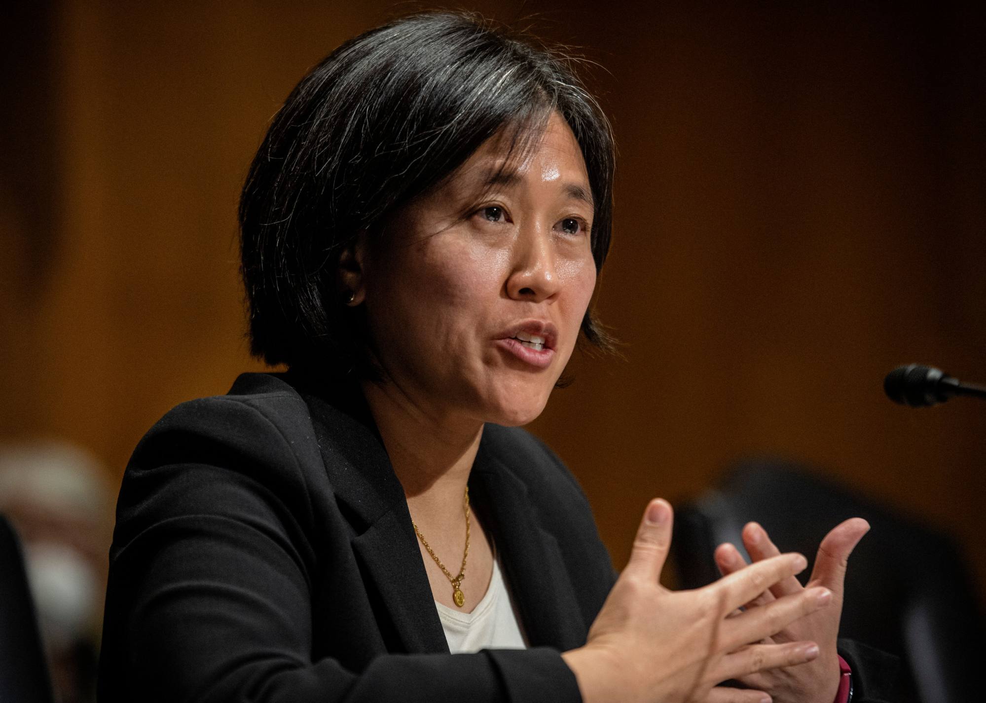 Katherine Tai, US trade representative, testifies that China has to deliver on the phase-one trade pact during her confirmation hearing in Washington on February 25. Photo: TNS