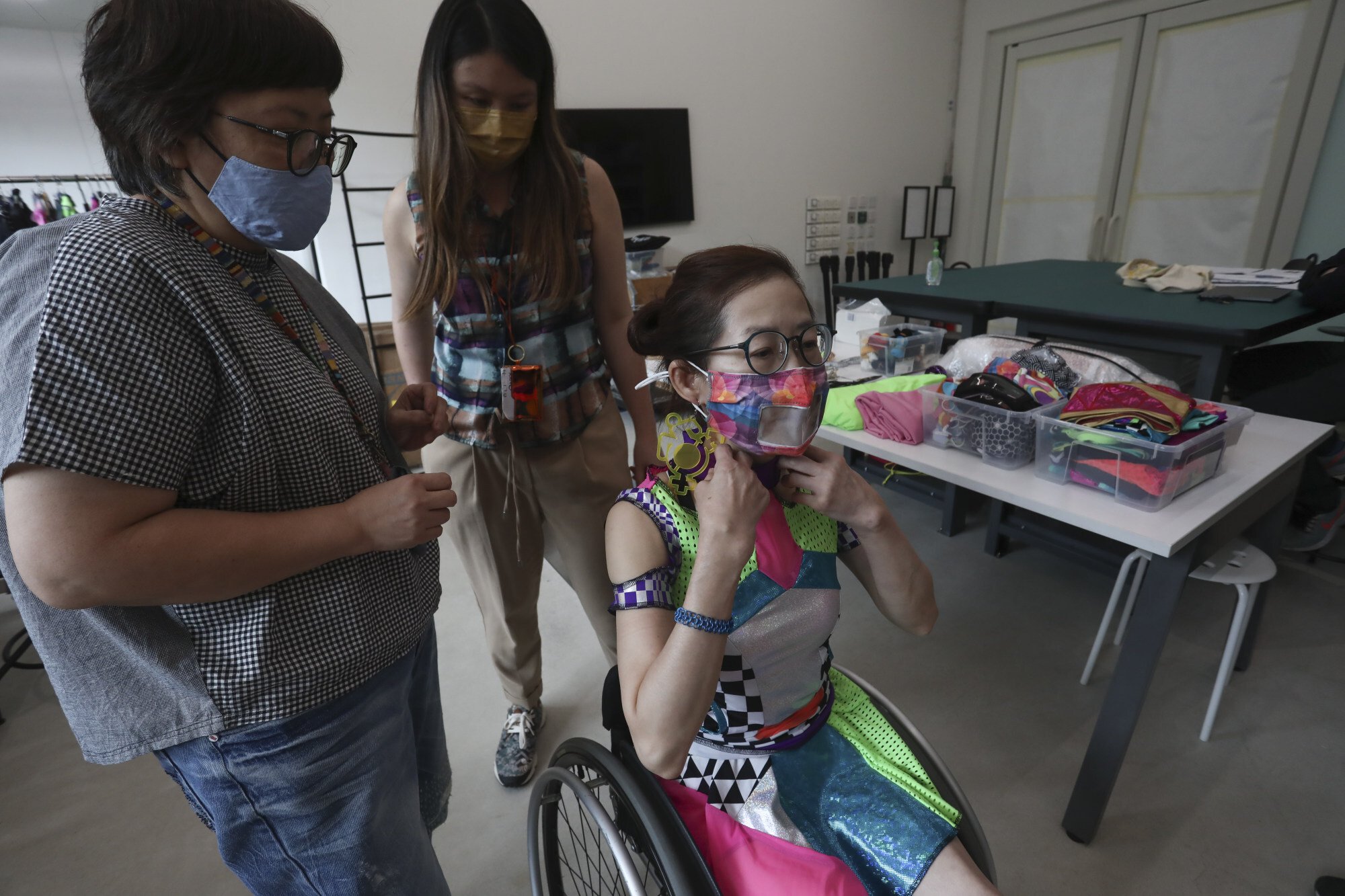 Chung has a fitting session for her outfit. Photo: Jonathan Wong