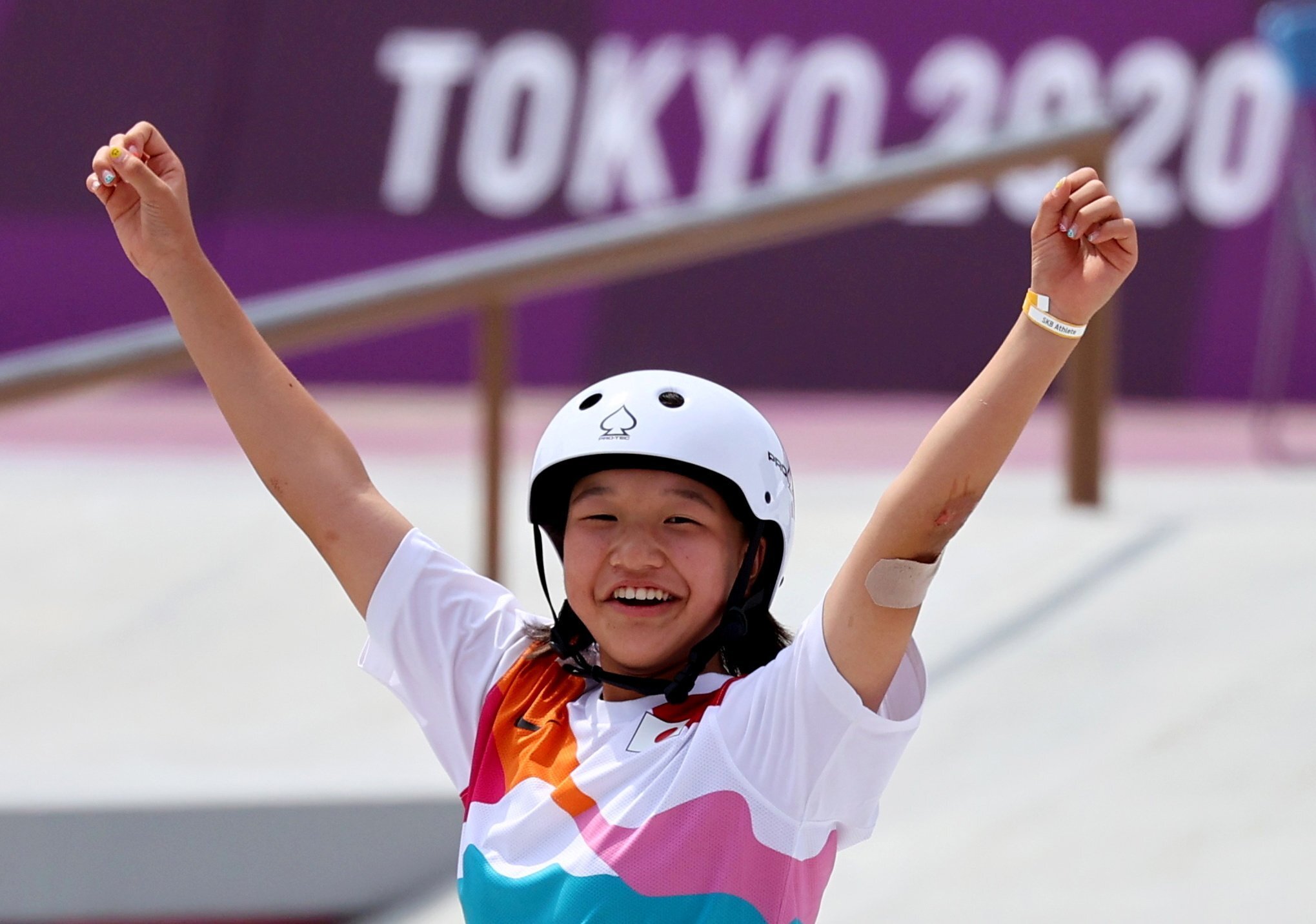 Momiji Nishiya of Japan is the second-youngest champion in Olympic history, the youngest Japanese Olympic champion and the first-ever female skateboarding Olympic champion. Photo: Reuters