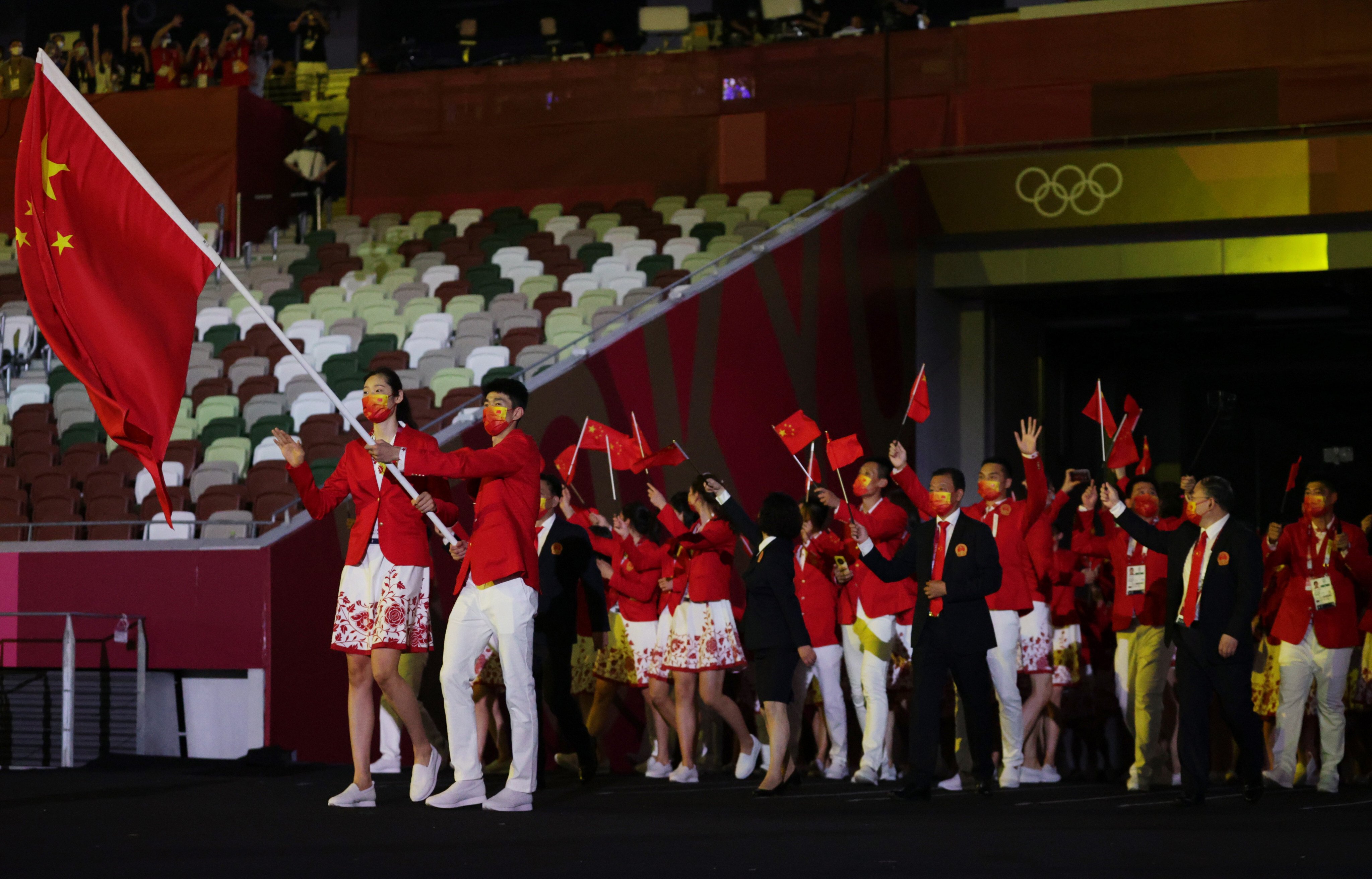 Athletes from China take part in the Tokyo 2020 Olympics opening ceremony, on July 23. Photo: Reuters 
