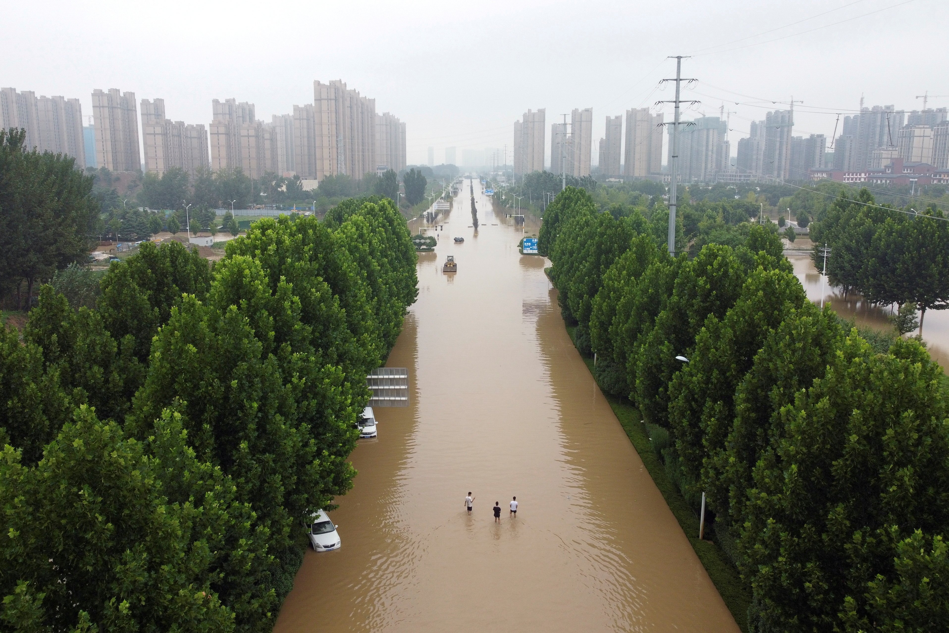 A flooded road following heavy rainfall in Zhengzhou, Henan province, on July 23. Photo: Reuters