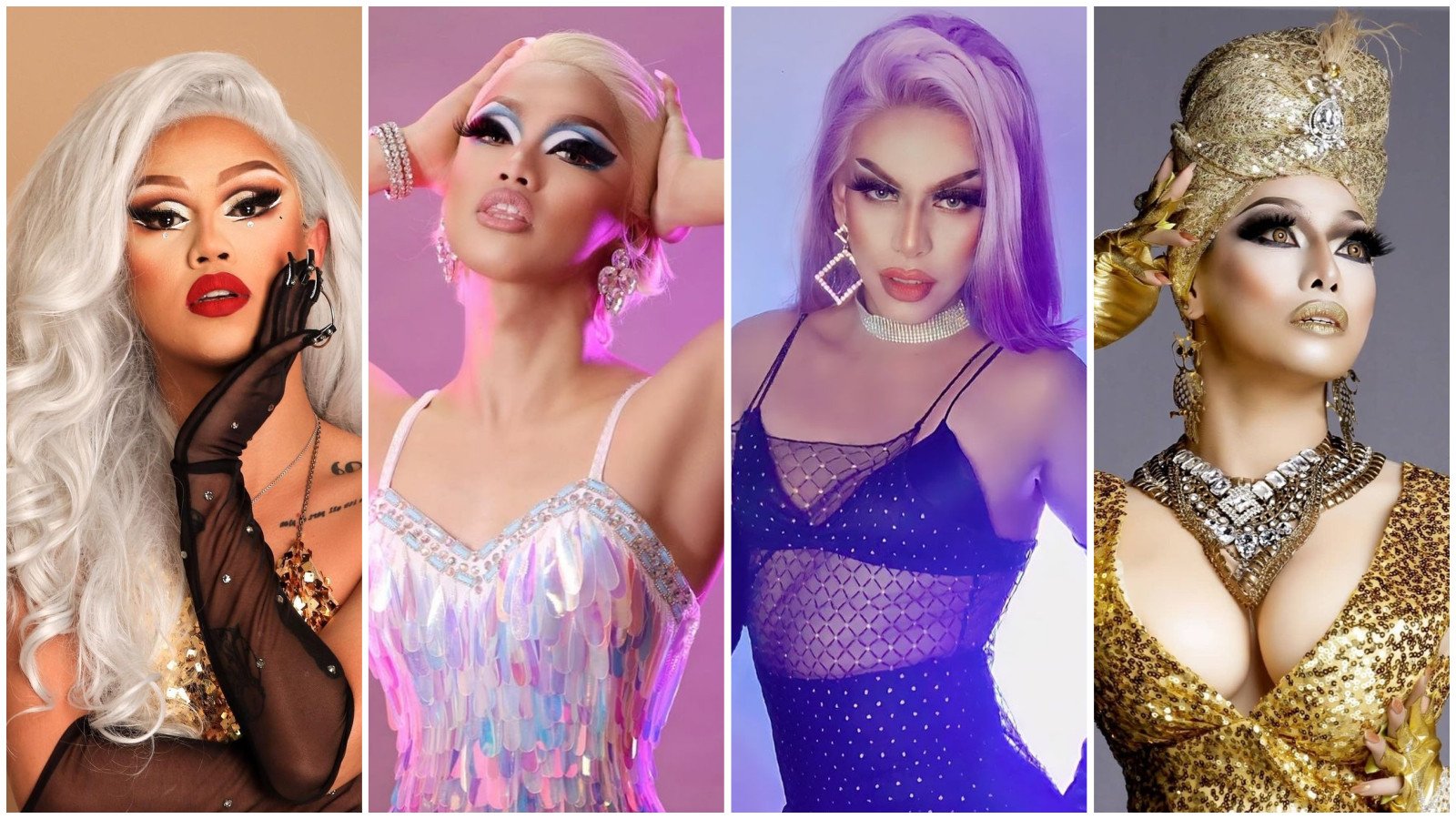 Talented Filipino drag queens Morbucks, Brigiding “Gigi” Aricheta, O-A and Eva Le Queen. Photos: @morbucksssss/Instagram, @brigiding/Instagram, @odashaflop/Instagram, @eva_lequeen/Instagram