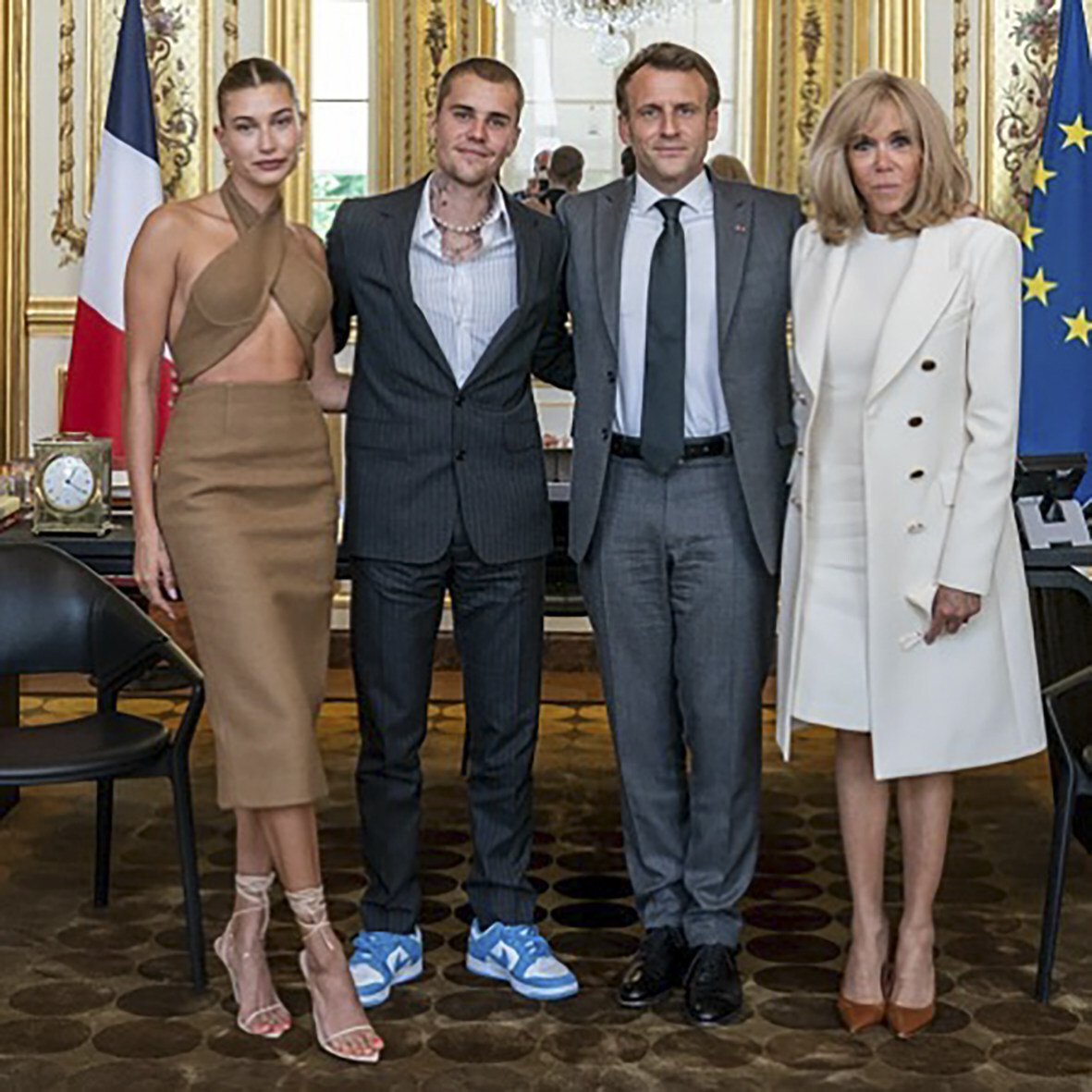 Pairing sneakers with your suit?  Justin Bieber did just that when he met France’s President Emmanuel Macron. Photo: Instagram/@justinbieber