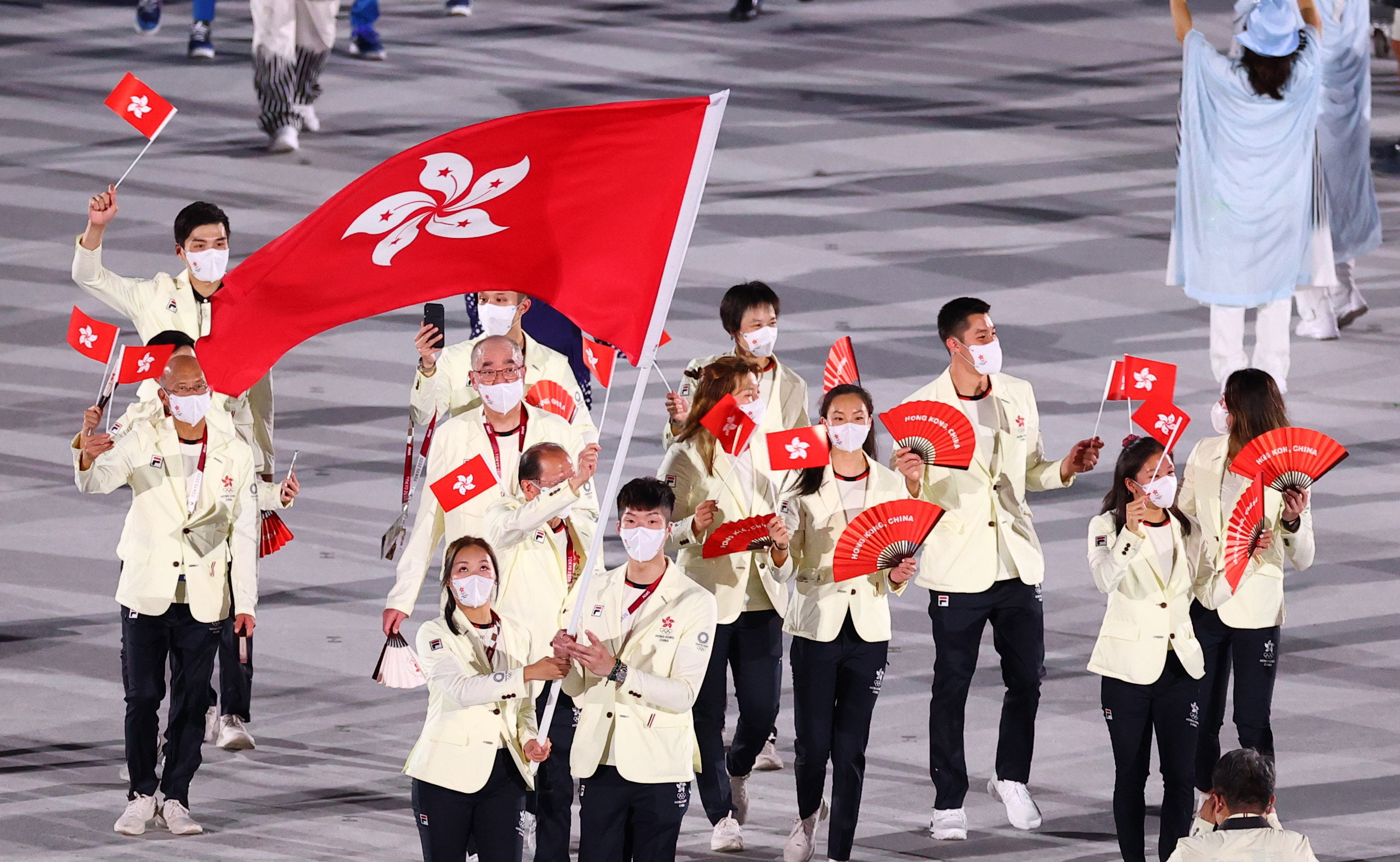 The Hong Kong contingent at the Tokyo 2020 Olympic opening ceremony on July 23. Photo: Reuters 