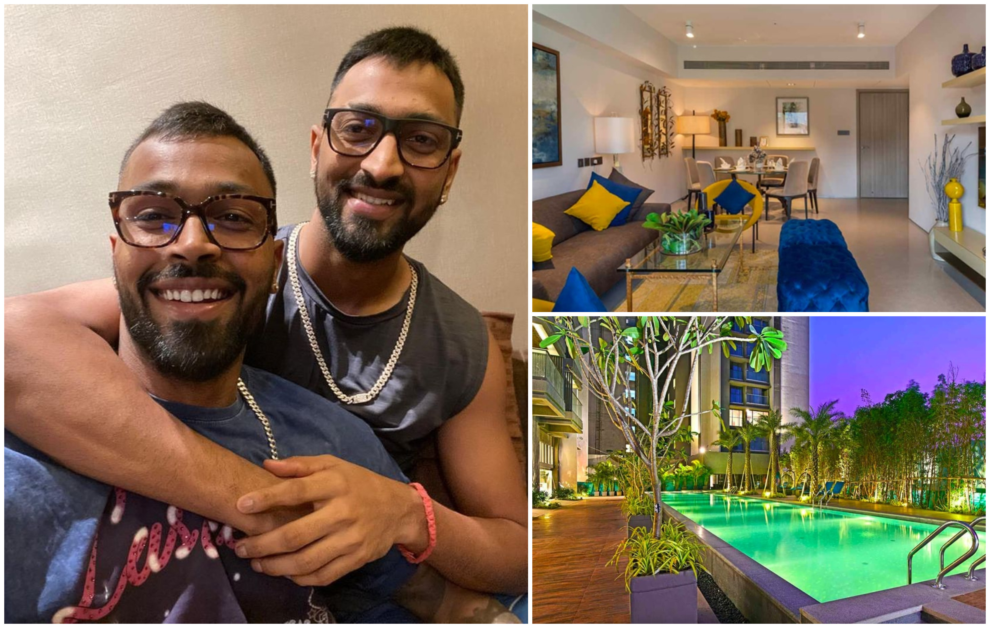Brothers Hardik and Krunal Pandya have bought a new flat in luxury gated community Rustomjee Paramount in Mumbai. Photos: Rustomjee, @hardikpandya93/Instagram