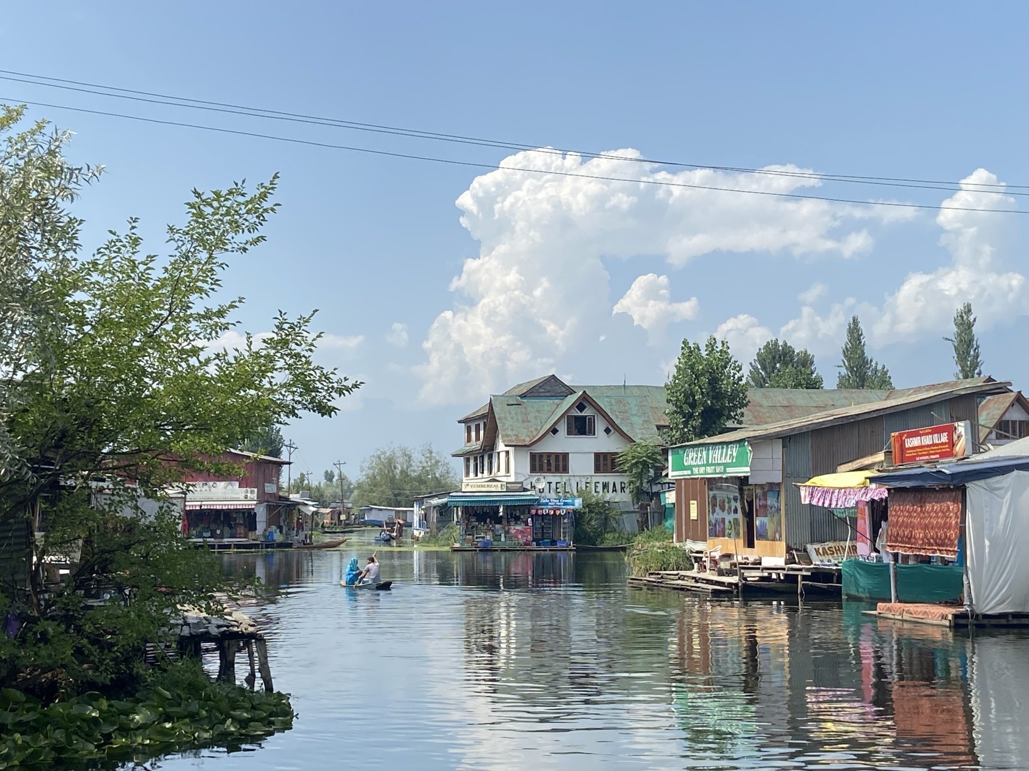 The area of Dal Lake around the Hotel Leeward (centre). Soldiers came in 1997 asking to stay for one night, but never left and gradually took over the hotel. Photo: Shoaib Shafi.