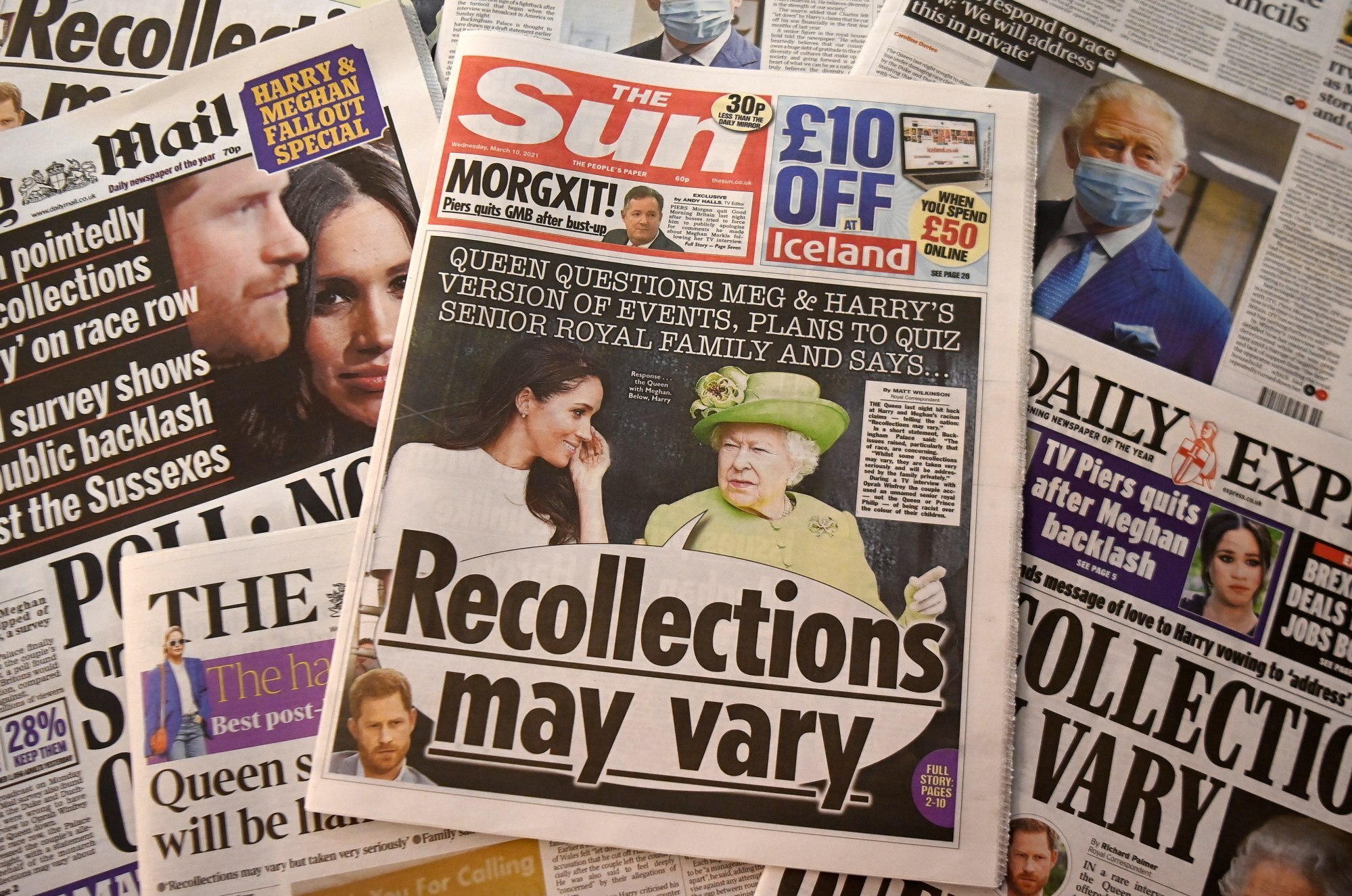 The front pages of British newspapers in the UK in March 2021 after the couple’s bombshell Oprah interview. Photo: EPA-EFE